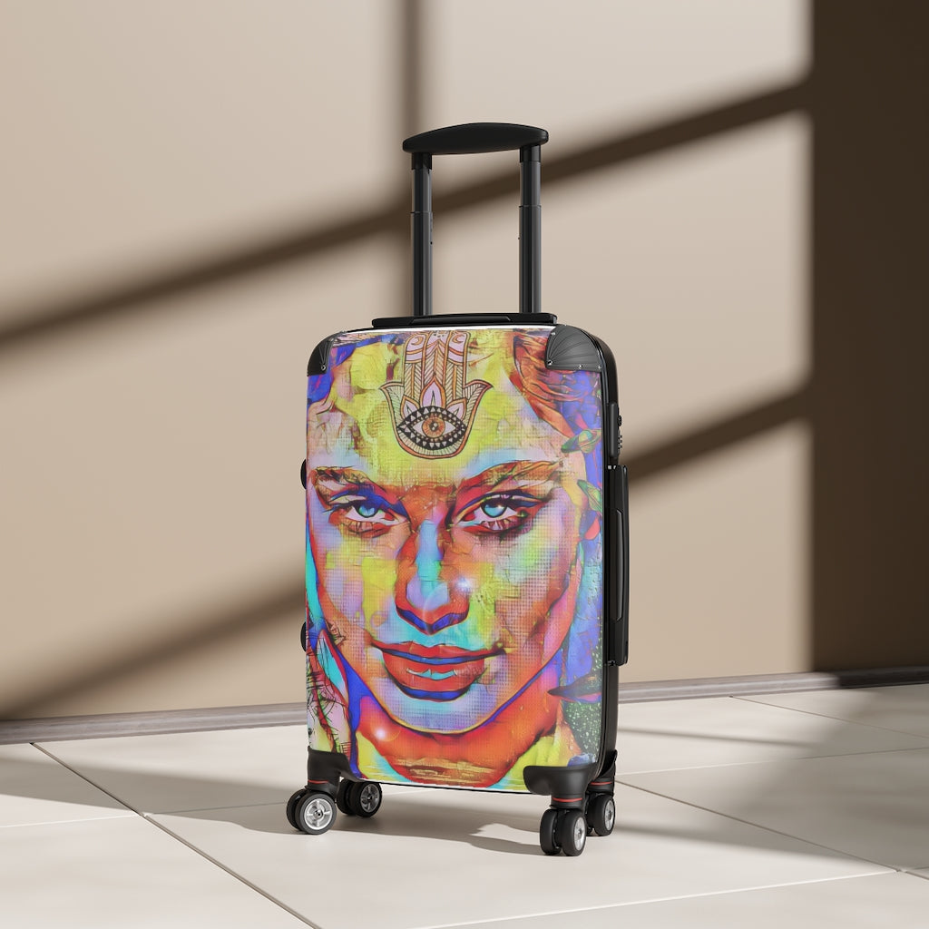 Geotrott Zen Girl Third Eye Graffiti Cabin Suitcase Extended Storage Adjustable Telescopic Handle Double Wheeled Polycarbonate Hard-Shell Built-In Lock