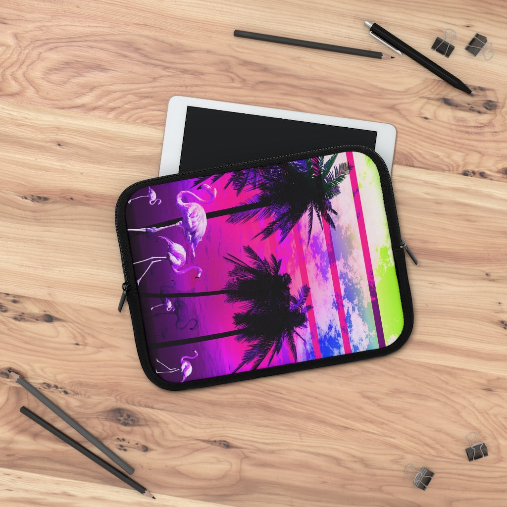 Geotrott Pink Beach Sunset Flamingos Laptop Sleeve