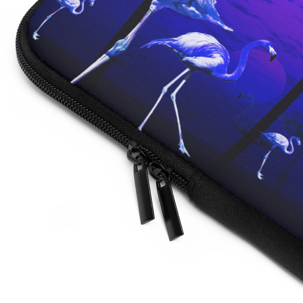Getrott Blue Beach Sunset Flamingos Laptop Sleeve-Laptop Sleeve-Geotrott