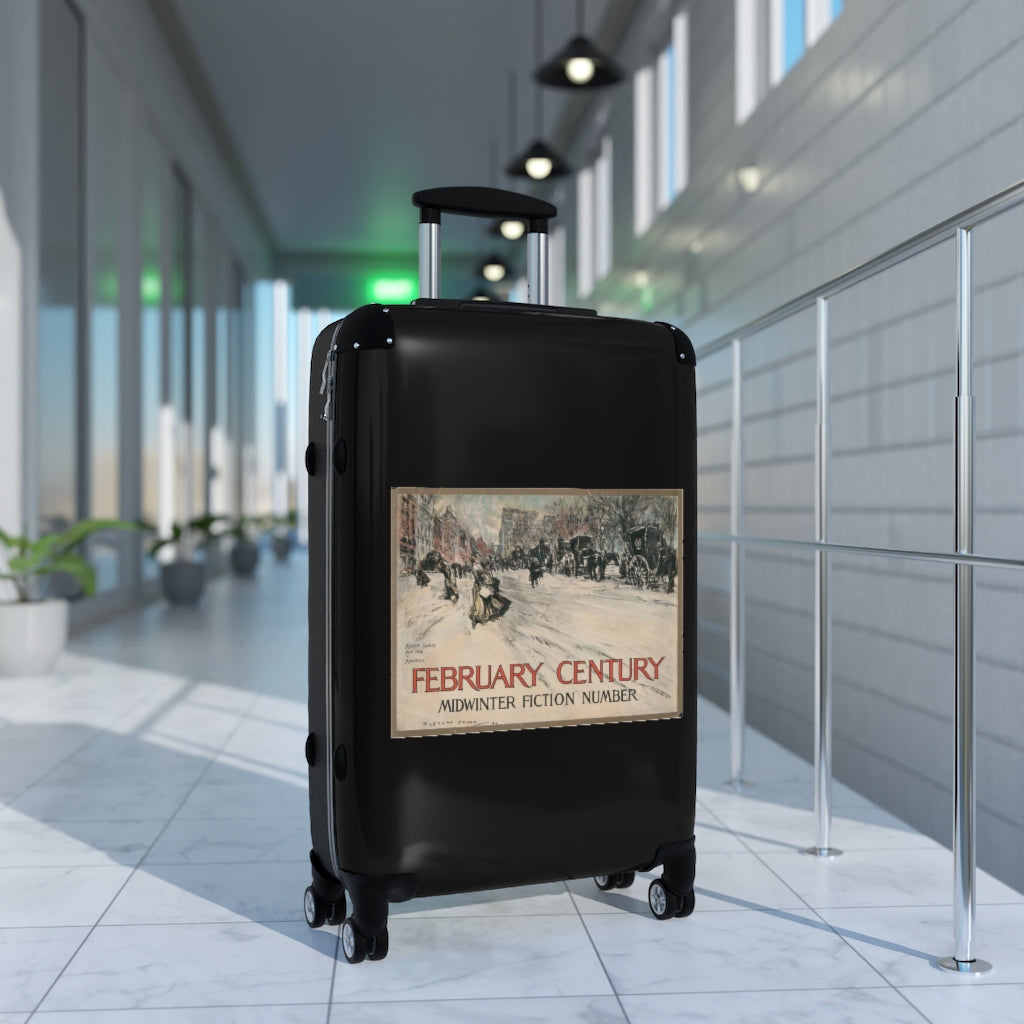 Geotrott February Century Midcentury Fiction Number World Classic Poster Black Cabin Suitcase Extended Storage Adjustable Telescopic Handle Double Wheeled Polycarbonate Hard-Shell Built-In Lock