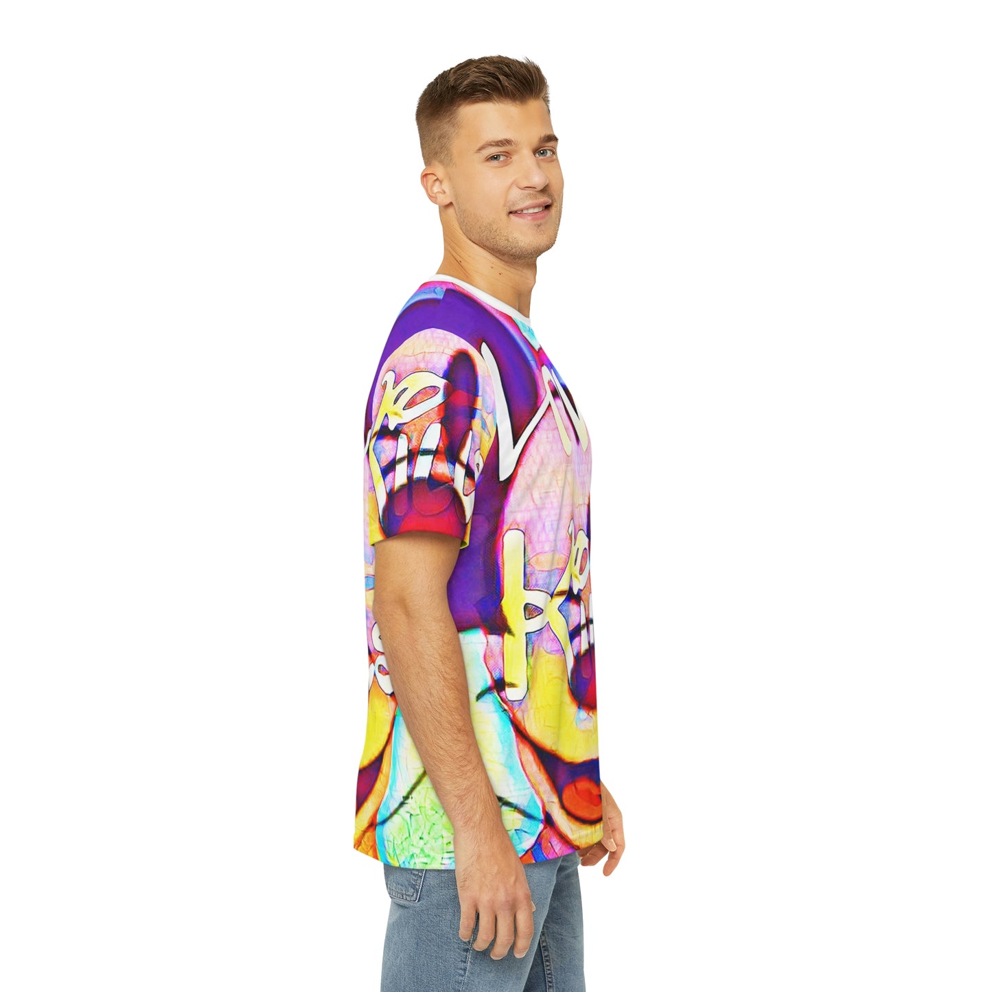 Copy Of Copy Of Copy Of Copy Of Eddy Bogaert Graffiti Bieber Statue Of Liberty Art Men'S Polyester Tee (Aop)