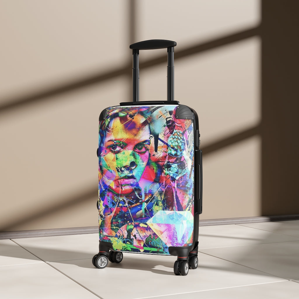 Geotrott Girl Drama Graffiti Cabin Suitcase Extended Storage Adjustable Telescopic Handle Double Wheeled Polycarbonate Hard-Shell Built-In Lock