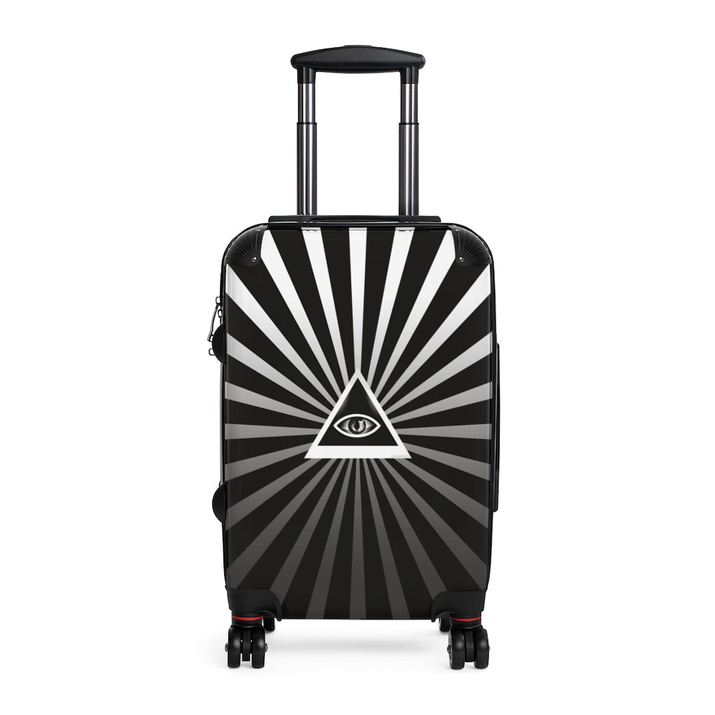 Geotrott Triangle Eye Illuminati Black And White Esoteric Cabin Suitcase Extended Storage Adjustable Telescopic Handle Double Wheeled Polycarbonate Hard-Shell Built-In Lock