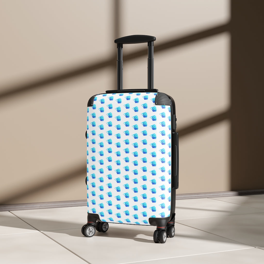 Geotrott Old Sail Ships Blue Pattern White Cabin Luggage Extended Storage Adjustable Telescopic Handle Double Wheeled Polycarbonate Hard-Shell Built-In Lock