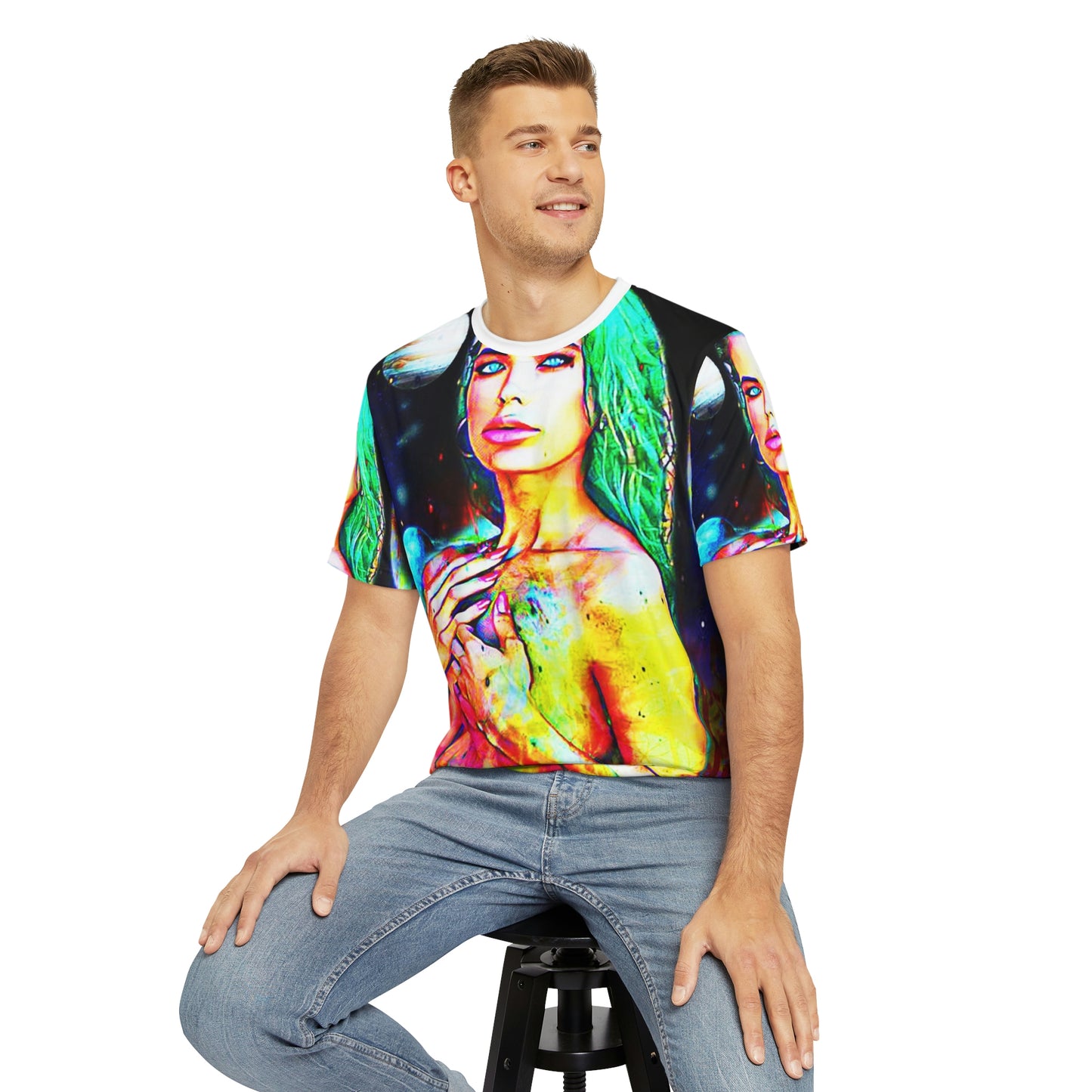 Copy Of Copy Of Copy Of Copy Of Copy Of Eddy Bogaert Graffiti Bieber Statue Of Liberty Art Men'S Polyester Tee (Aop)