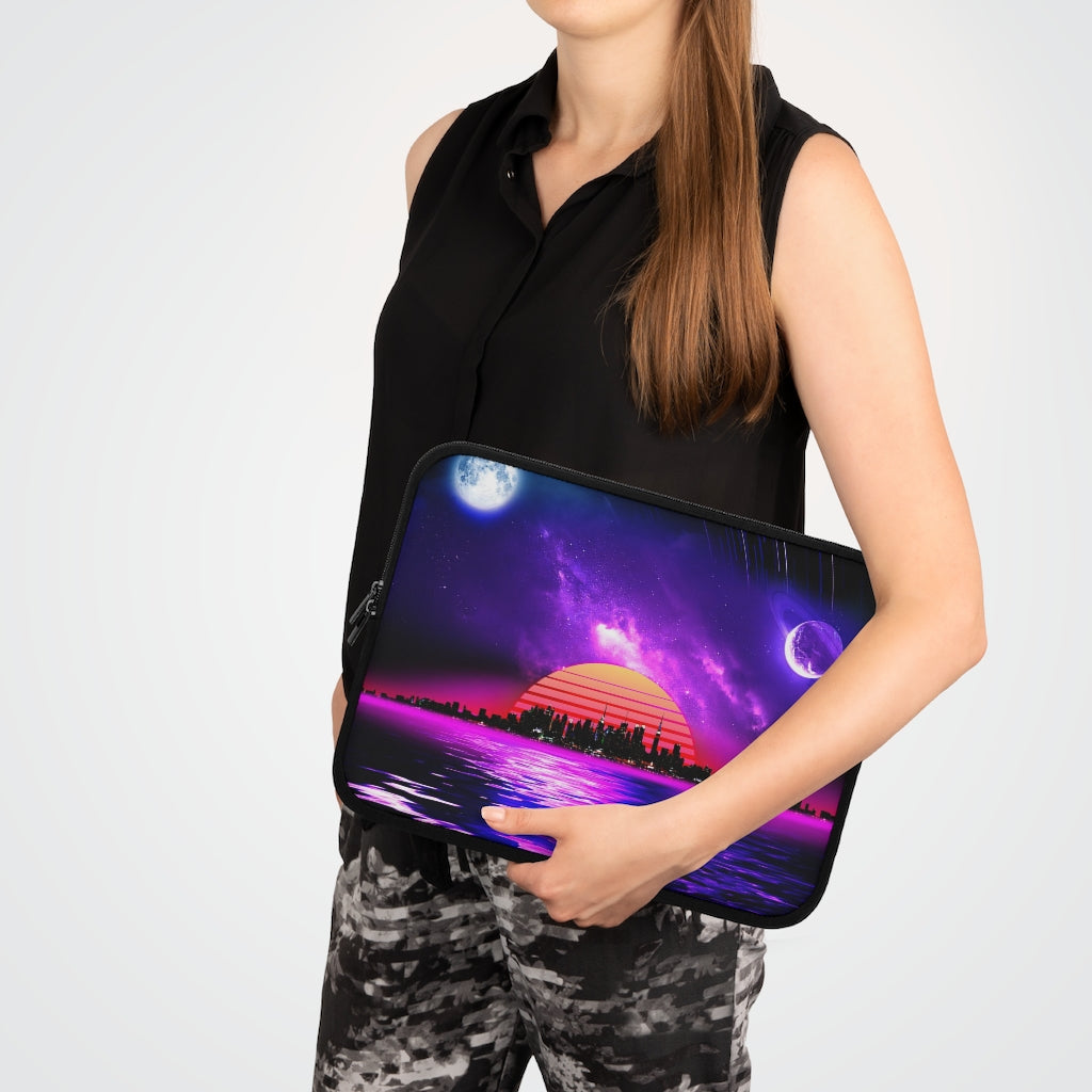 Getrott Space City Sunset Purple Black Laptop Sleeve-Laptop Sleeve-Geotrott