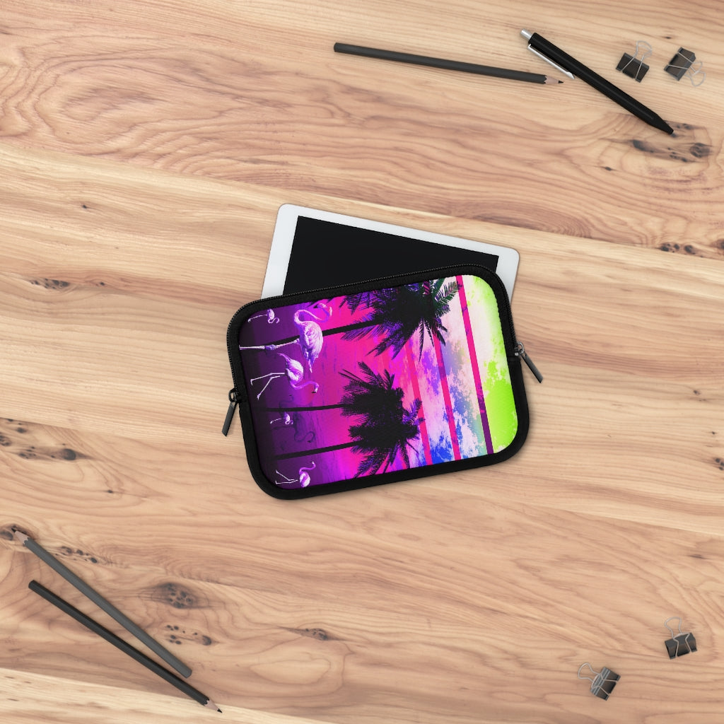 Geotrott Pink Beach Sunset Flamingos Laptop Sleeve