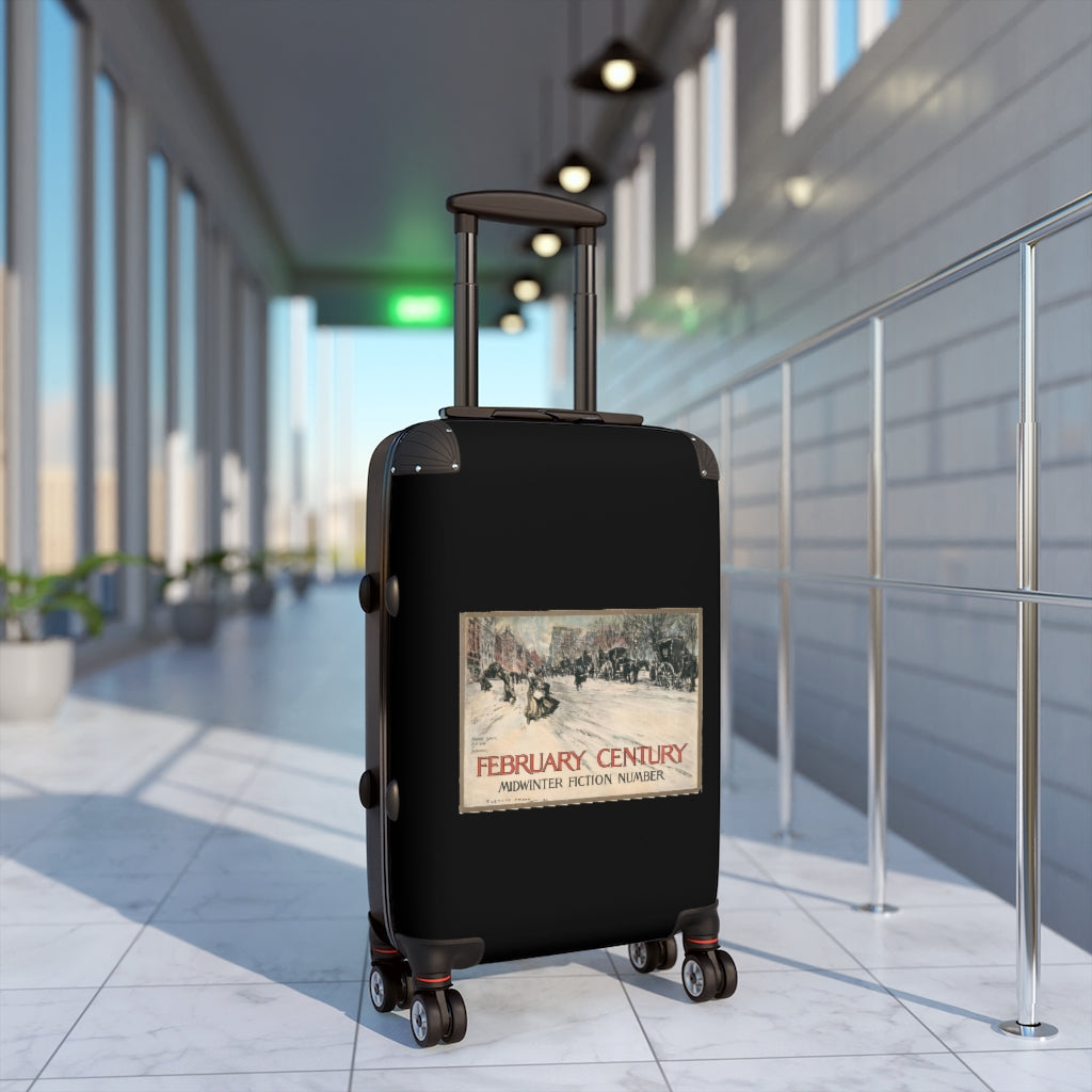 Geotrott February Century Midcentury Fiction Number World Classic Poster Black Cabin Suitcase Extended Storage Adjustable Telescopic Handle Double Wheeled Polycarbonate Hard-Shell Built-In Lock