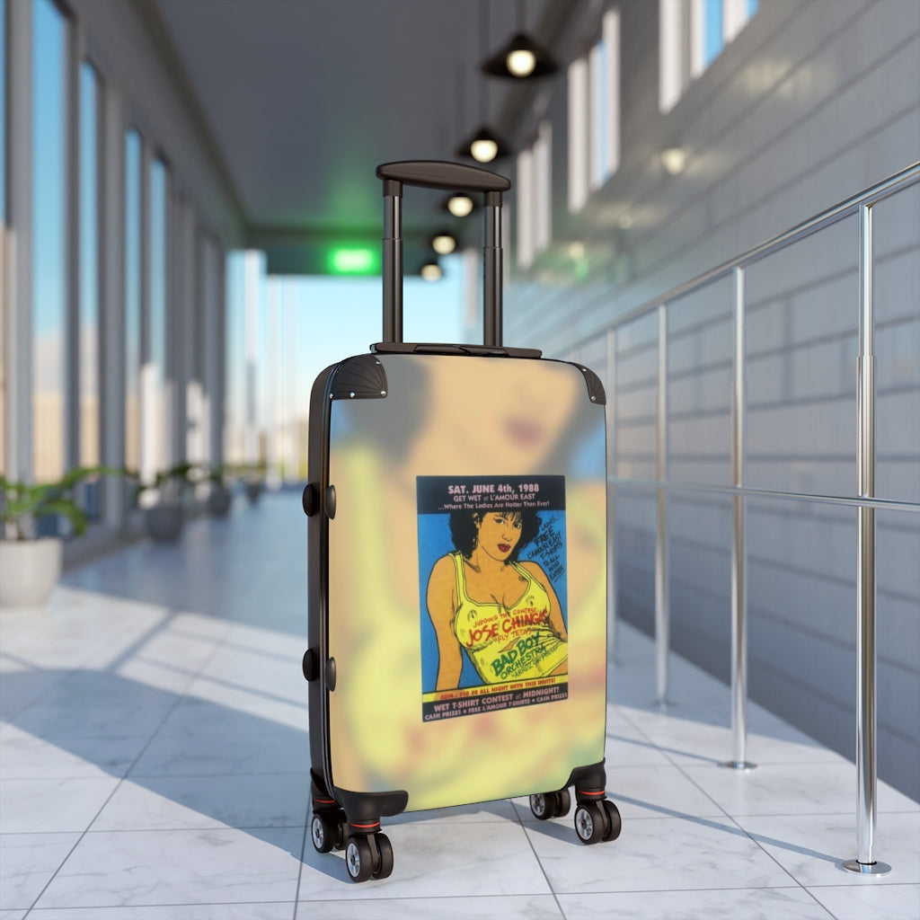 Getrott L'Amour East Nightclub NYC 1988 Wet Tshirt Contest Jose Chingas Bad Boy Orchestra Cabin Suitcase Extended Storage Adjustable Telescopic Handle Double wheeled Polycarbonate Hard-shell Built-in Lock-Bags-Geotrott
