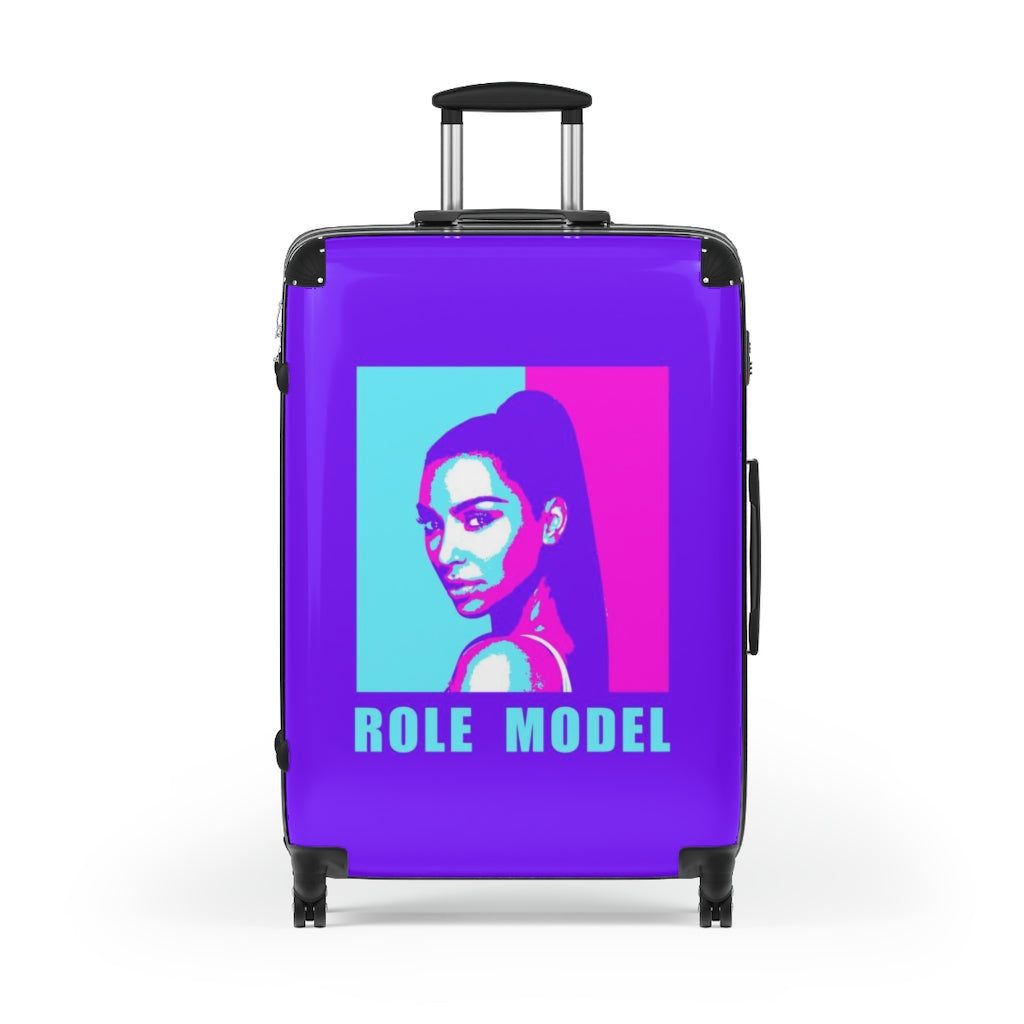 Geotrott Purple And Pink Kin Kardashian Role Model Cabin Luggage Extended Storage Adjustable Telescopic Handle Double Wheeled Polycarbonate Hard-Shell Built-In Lock