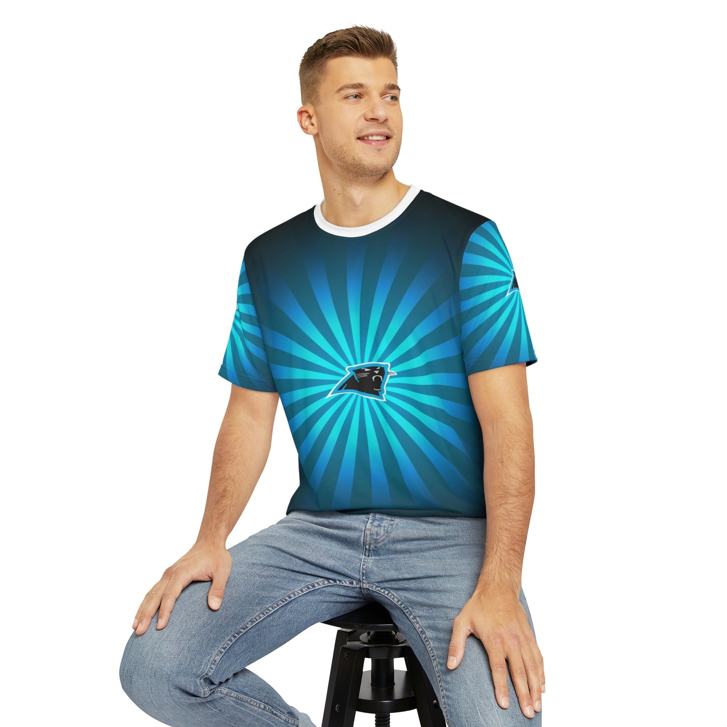 Geotrott Nfl Carolina Panthers Men'S Polyester All Over Print Tee T-Shirt