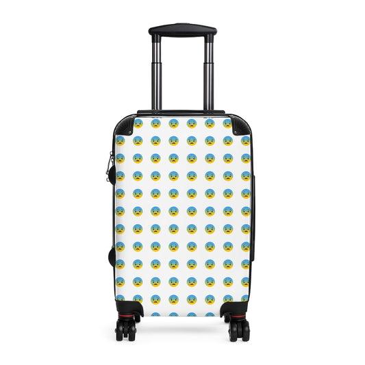 Geotrott Emojis Anxious Face With Sweat Cabin Suitcase Extended Storage Adjustable Telescopic Handle Double Wheeled Polycarbonate Hard-Shell Built-In Lock