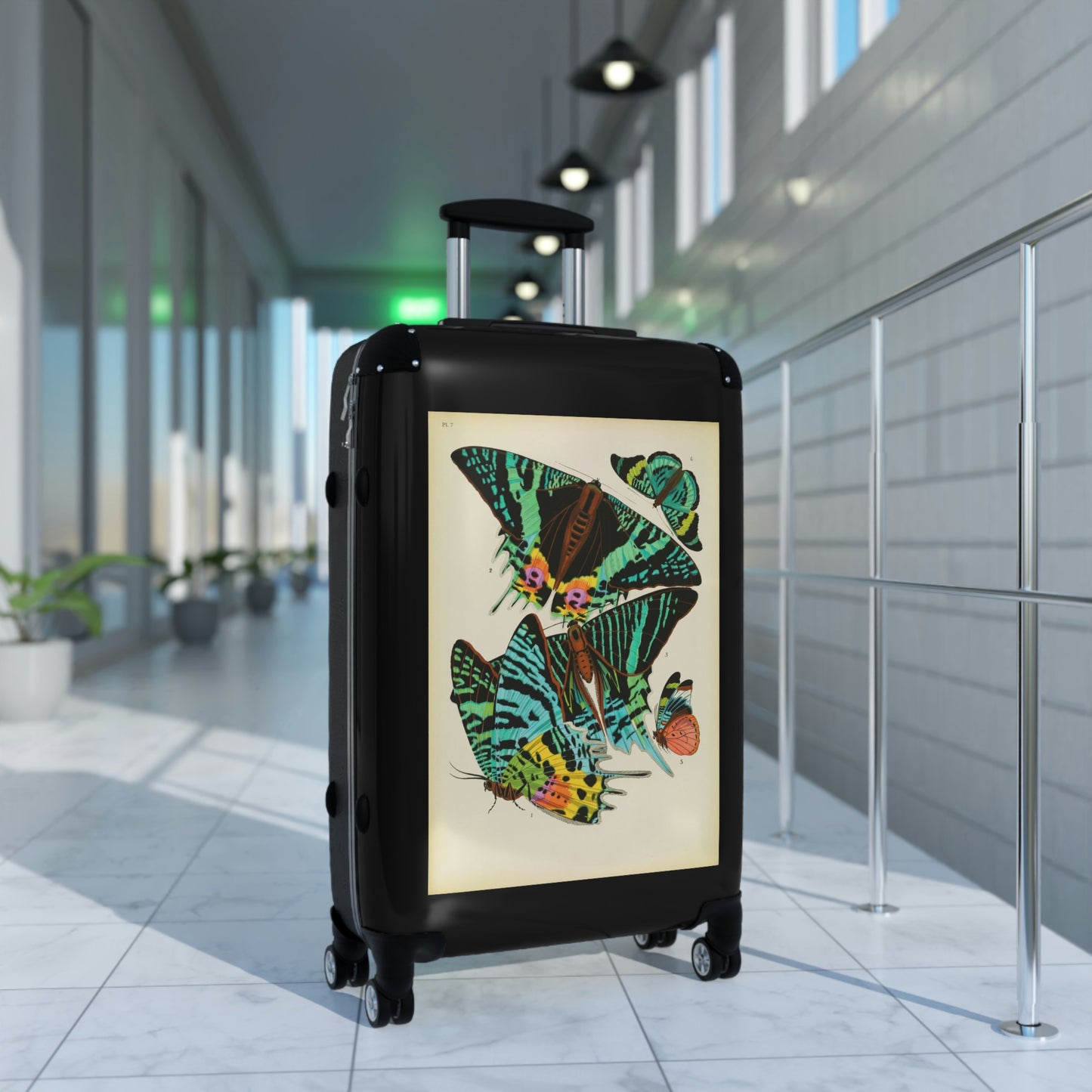 Geotrott Butterflies Macrolepidopteran Rhopalocera Lepidoptera Black Red Yellow Cabin Suitcase Rolling Luggage Extended Storage Adjustable Telescopic Handle Double Wheeled Polycarbonate Hard-Shell Built-In Lock