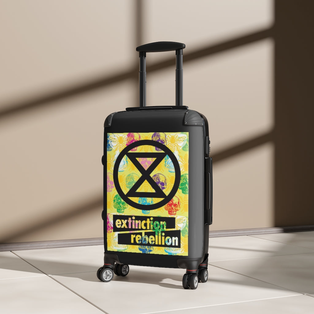 Getrott Extintion Rebellion Poster Black Cabin Suitcase Extended Storage Adjustable Telescopic Handle Double wheeled Polycarbonate Hard-shell Built-in Lock-Bags-Geotrott