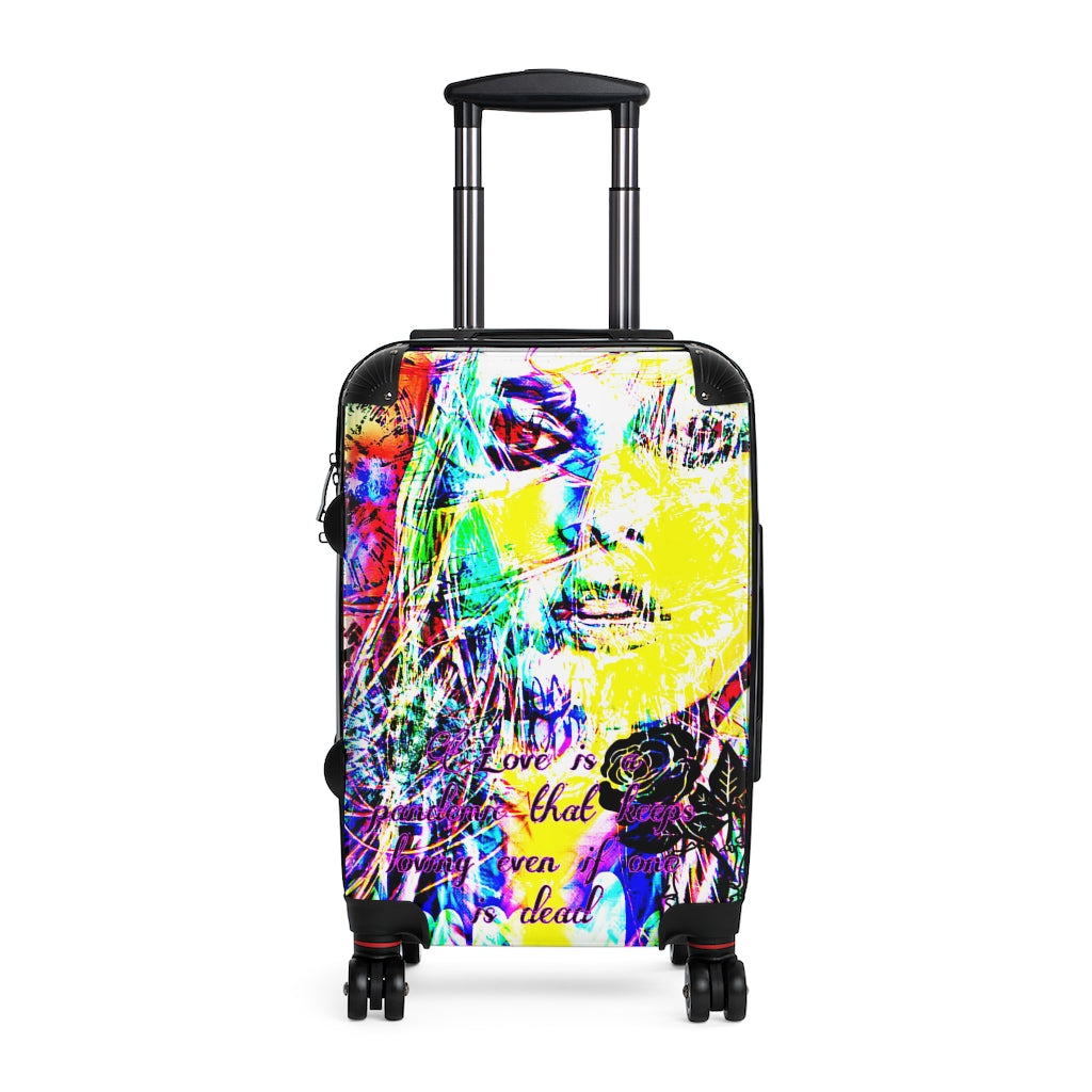 Geotrott Ellie Face Graffiti Art Cabin Suitcase Extended Storage Adjustable Telescopic Handle Double Wheeled Polycarbonate Hard-Shell Built-In Lock