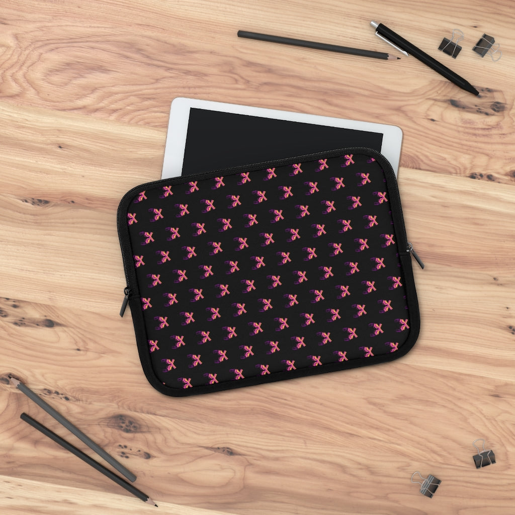 Geotrott Pink Magnum Guns Pattern Black Laptop Sleeve