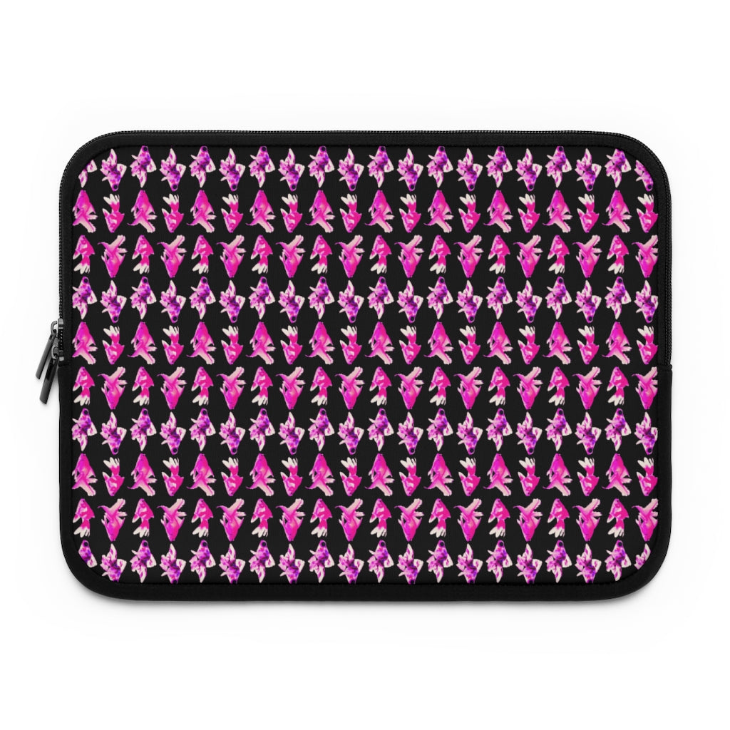 Geotrott Pink Goldfish Pattern Black Laptop Sleeve