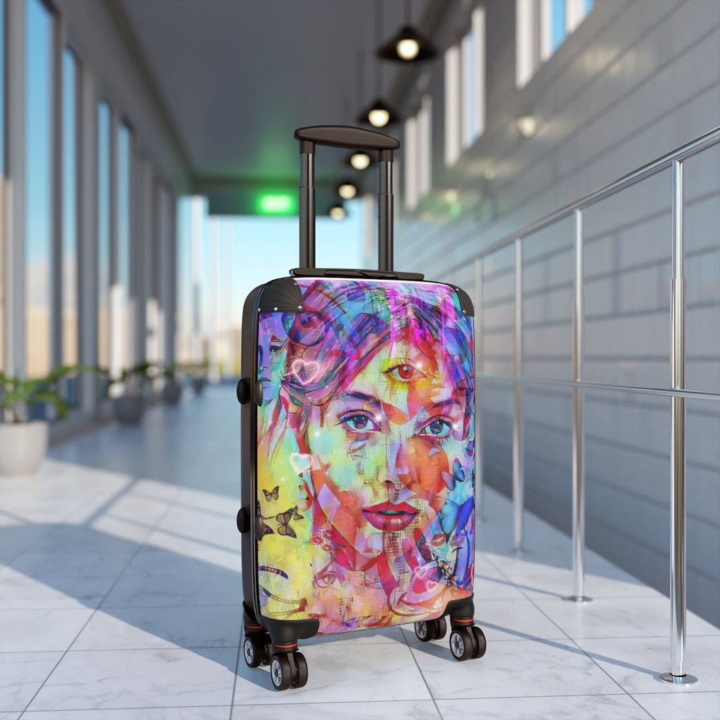 Geotrott Indian Princes Third Eye Graffiti Cabin Suitcase Extended Storage Adjustable Telescopic Handle Double Wheeled Polycarbonate Hard-Shell Built-In Lock