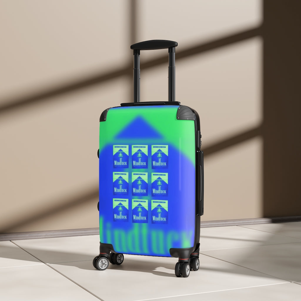 Getrott Dont Smoke Rave MindFuck Come to Nasa Country Nightclub Flyer Grid Blue Cabin Suitcase Extended Storage Adjustable Telescopic Handle Double wheeled Polycarbonate Hard-shell Built-in Lock-Bags-Geotrott
