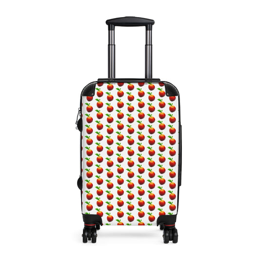 Geotrott Peaches Fruit Print Pattern Cabin Suitcase Extended Storage Adjustable Telescopic Handle Double Wheeled Polycarbonate Hard-Shell Built-In Lock