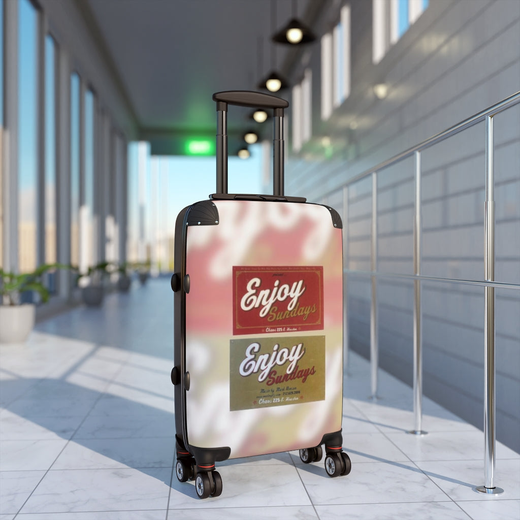 Getrott Club Chaos NYC Enjoy Sundays Party Flyer Dj Mark Ronson Mailingliz Cabin Suitcase Extended Storage Adjustable Telescopic Handle Double wheeled Polycarbonate Hard-shell Built-in Lock-Bags-Geotrott