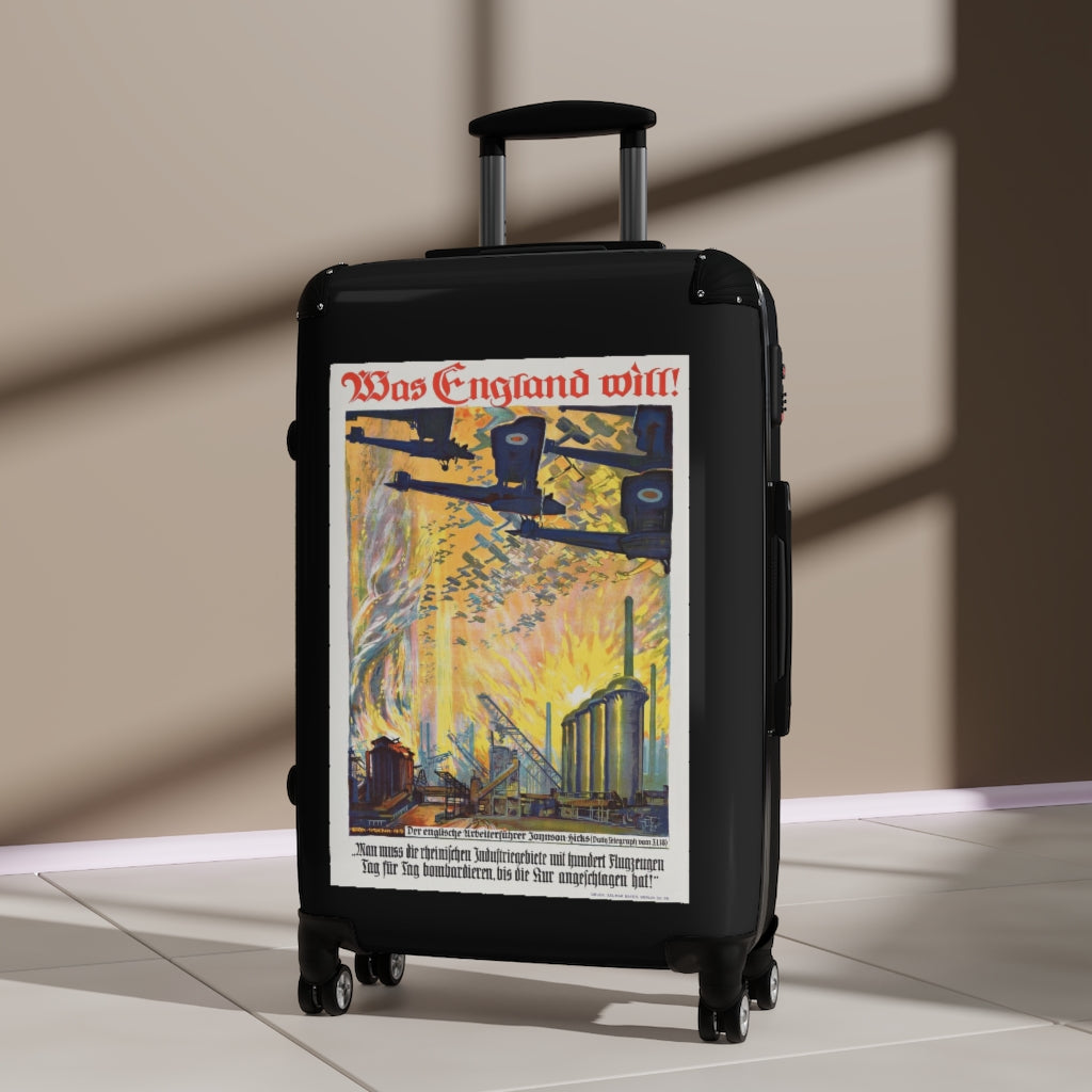 Geotrott Was England Will Egon Tschirch 1918 Black Cabin Suitcase Extended Storage Adjustable Telescopic Handle Double Wheeled Polycarbonate Hard-Shell Built-In Lock