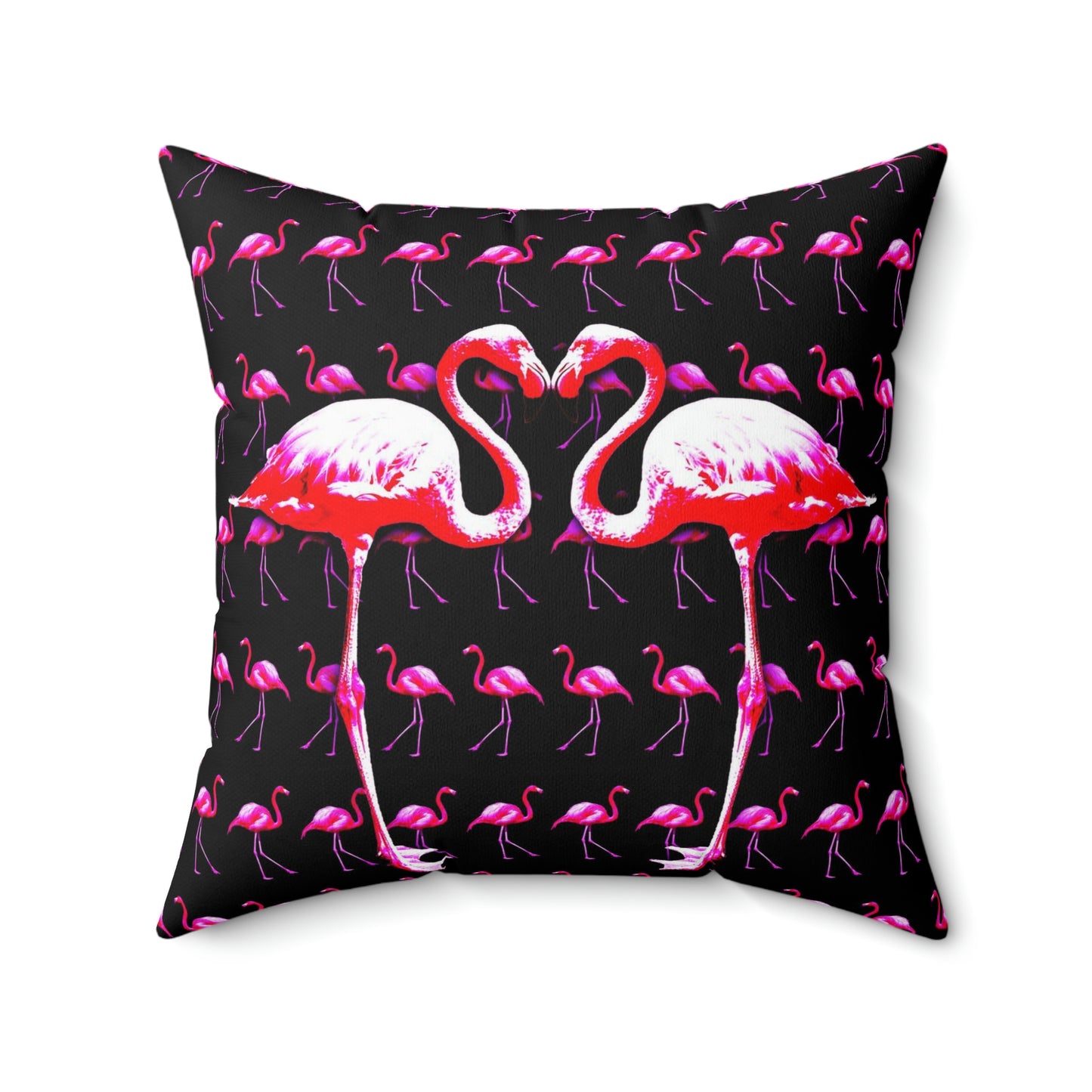 Geotrott Pink Flamingo Birds Kissing Art Spun Polyester Square Pillow