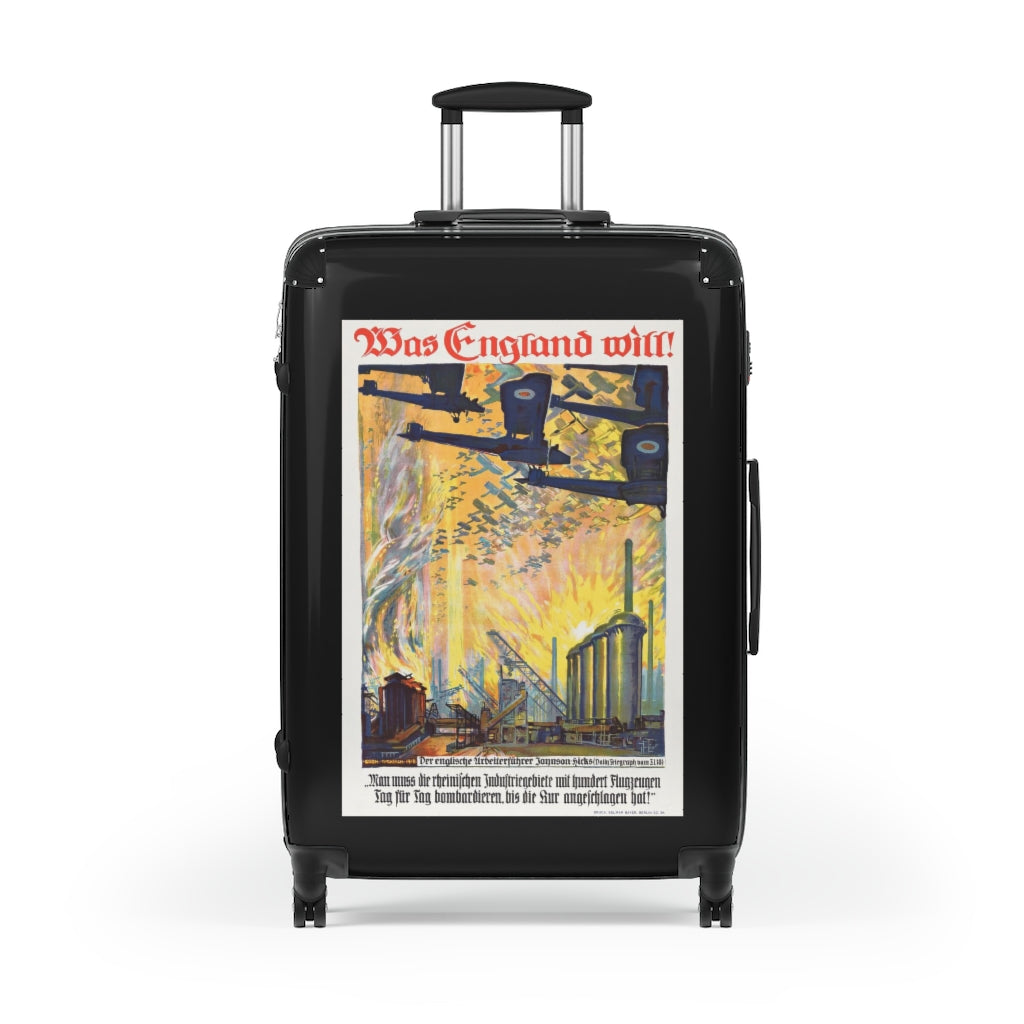 Geotrott Was England Will Egon Tschirch 1918 Black Cabin Suitcase Extended Storage Adjustable Telescopic Handle Double Wheeled Polycarbonate Hard-Shell Built-In Lock