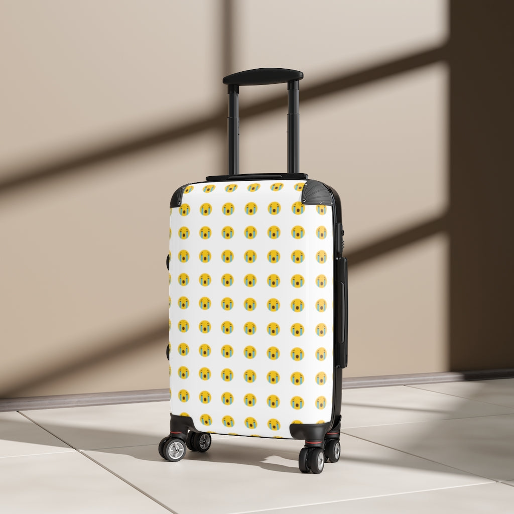 Getrott Emojis Loudly Crying Face Cabin Suitcase Extended Storage Adjustable Telescopic Handle Double wheeled Polycarbonate Hard-shell Built-in Lock-Bags-Geotrott