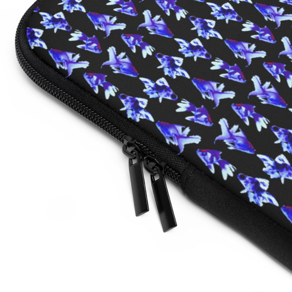 Geotrott Blue Goldfish Pattern Black Laptop Sleeve