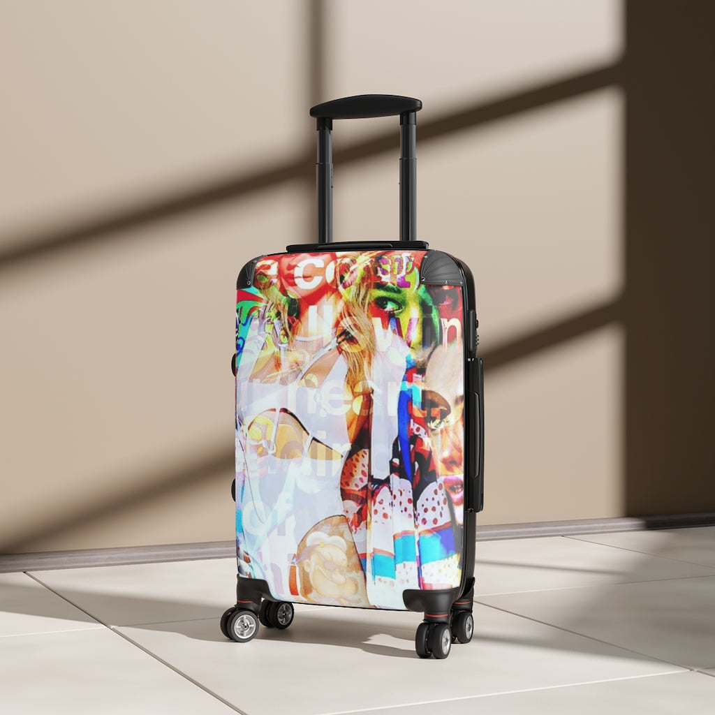 Geotrott Eddy Bogaert Graffiti Art Girl Face 11 Cabin Suitcase Extended Storage Adjustable Telescopic Handle Double Wheeled Polycarbonate Hard-Shell Built-In Lock