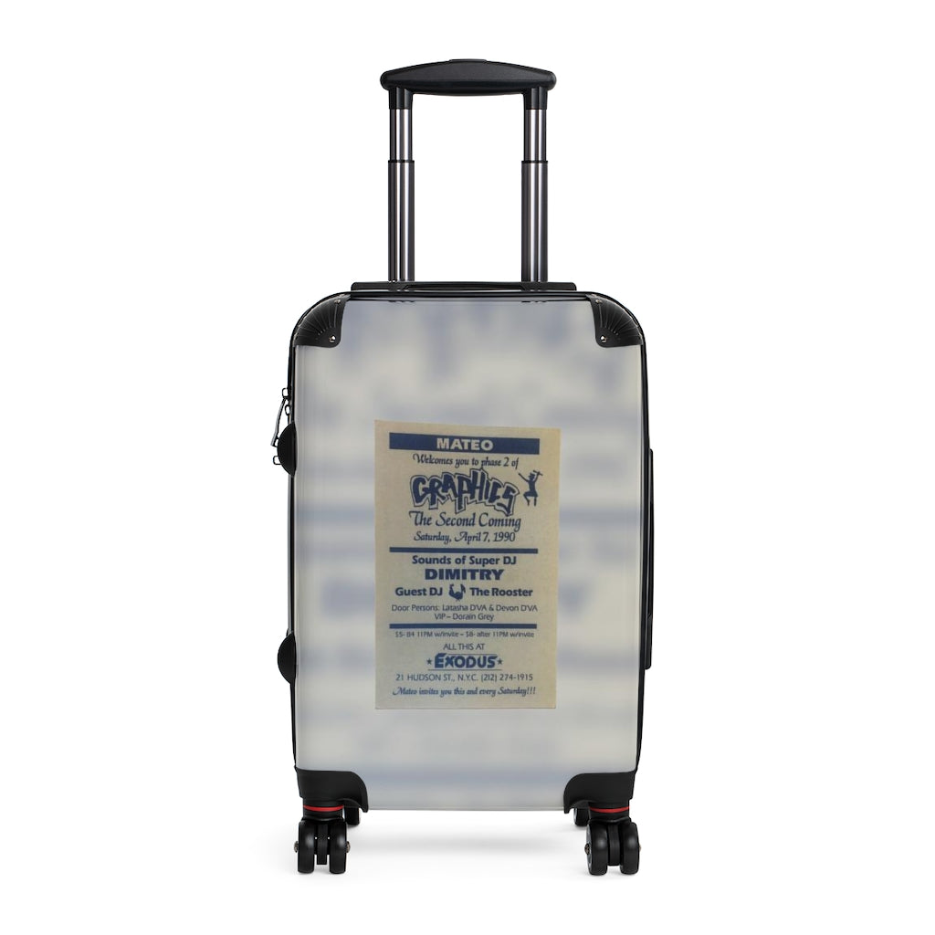 Geotrott Club Exodus 1990 Nyc Graphics The Second Coming Super Dj Dimitry Dj The Rooster Mateo Flyer Cabin Suitcase Extended Storage Adjustable Telescopic Handle Double Wheeled Polycarbonate Hard-Shell Built-In Lock