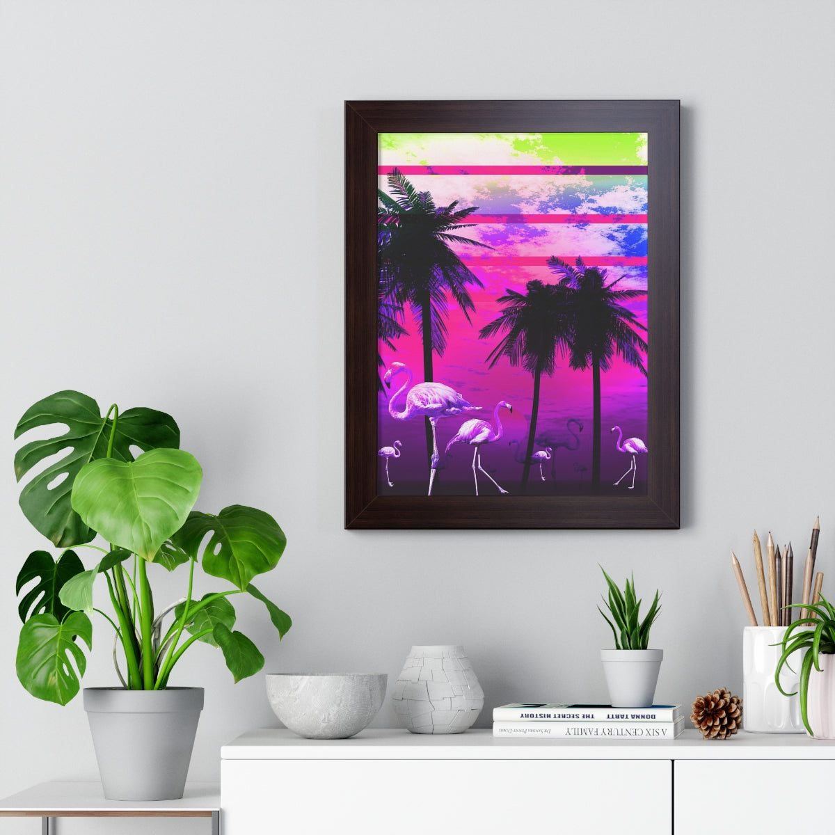Getrott Pink Beach Flamingo Sunset Framed Paper Posters LexJet Premium 200 gsm paper-Poster-Geotrott