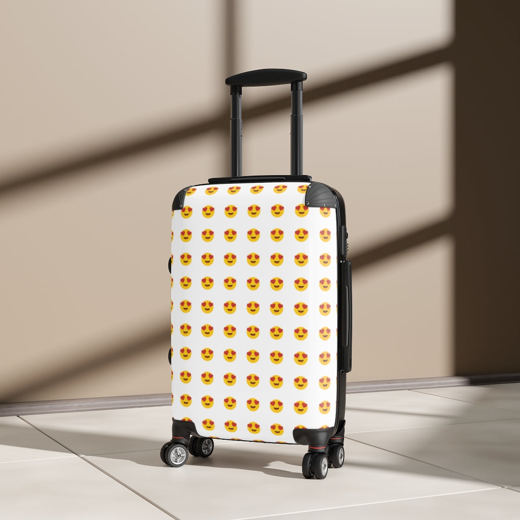 Getrott Emojis Smiling Face with Heart-Eyes Cabin Suitcase Extended Storage Adjustable Telescopic Handle Double wheeled Polycarbonate Hard-shell Built-in Lock-Bags-Geotrott