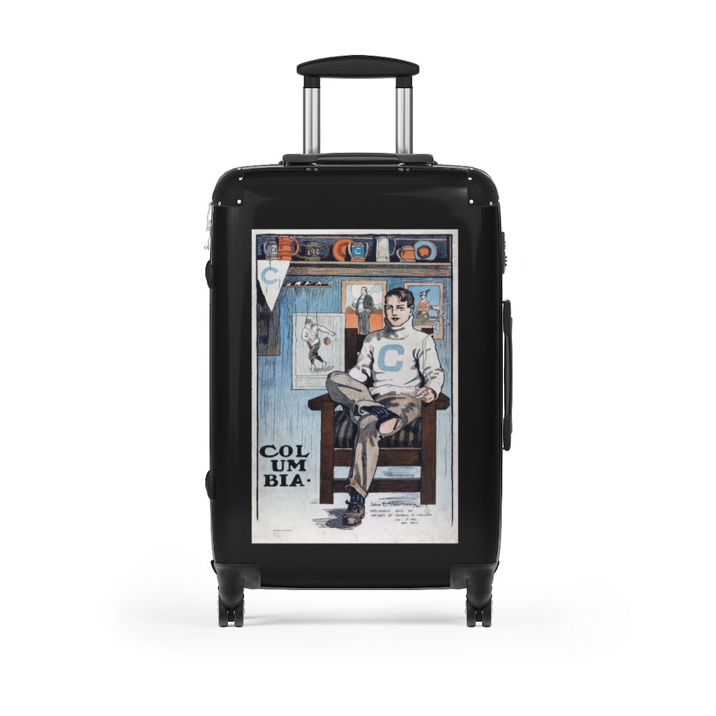 Geotrott Col Um Bia University Club World Classic Poster Black Cabin Suitcase Extended Storage Adjustable Telescopic Handle Double Wheeled Polycarbonate Hard-Shell Built-In Lock