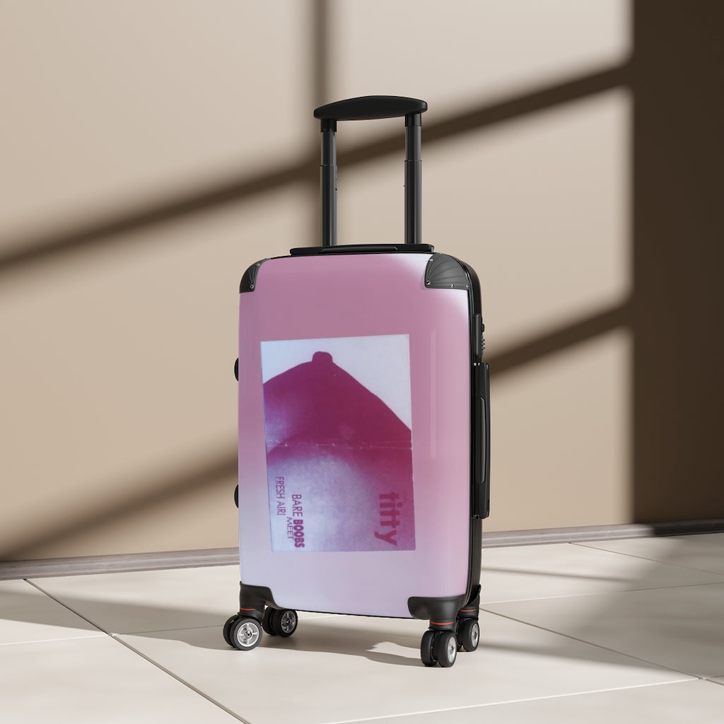 Geotrott Club Titty Bare Boobs Meet Fresh Air Nyc Party Flyer Cabin Suitcase Extended Storage Adjustable Telescopic Handle Double Wheeled Polycarbonate Hard-Shell Built-In Lock