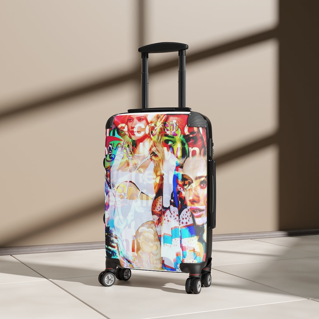 Geotrott Cool Graffiti Blonde Model Cabin Suitcase Extended Storage Adjustable Telescopic Handle Double Wheeled Polycarbonate Hard-Shell Built-In Lock