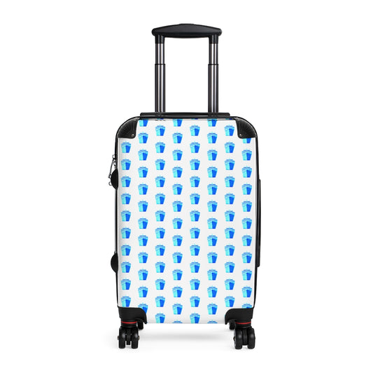 Geotrott Cruise Ship Turquoise Pattern White Cabin Luggage Extended Storage Adjustable Telescopic Handle Double Wheeled Polycarbonate Hard-Shell Built-In Lock