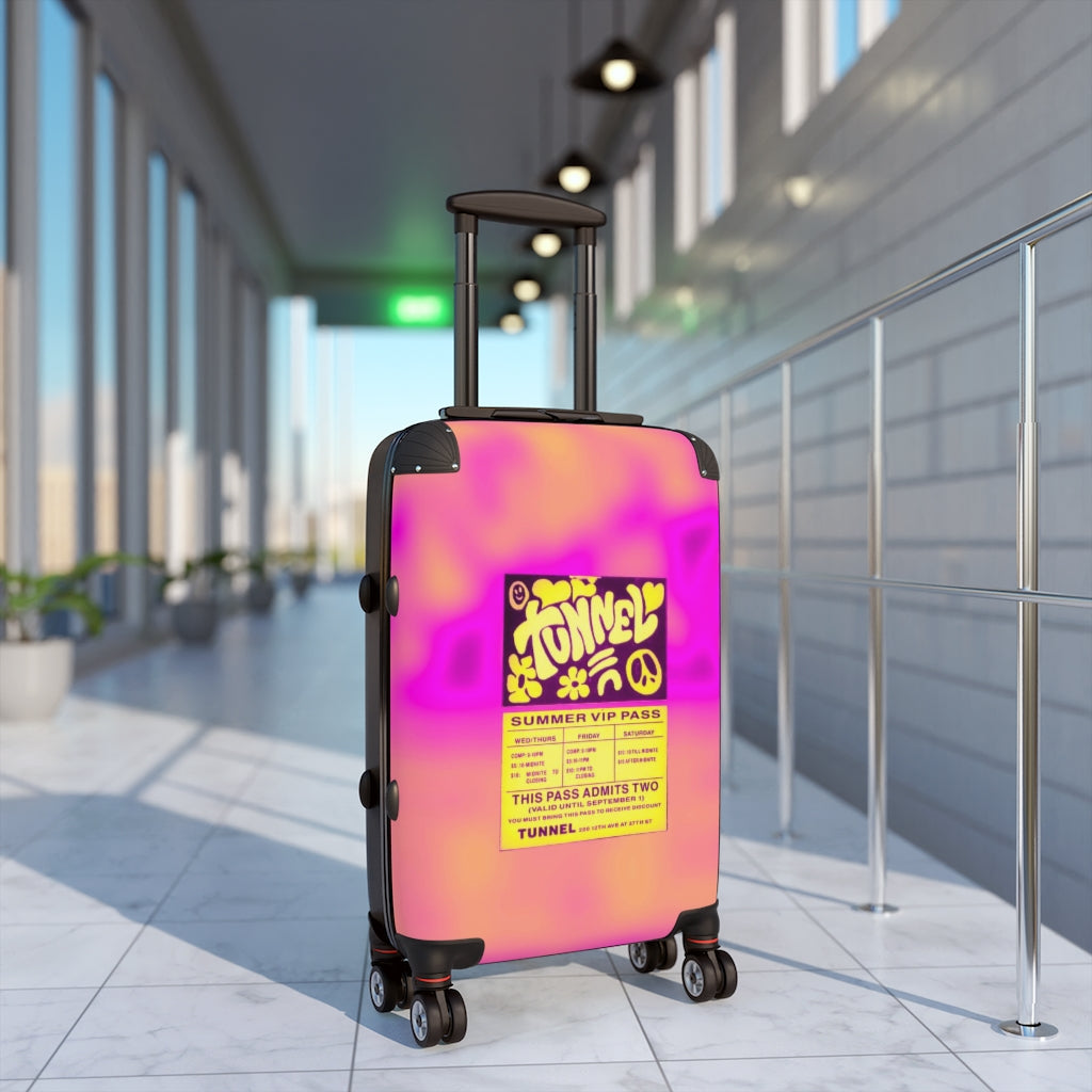 Getrott Tunnel nightclub Chelsea NYC Summer VIP Pass Pink Nightlife Flyers Cabin Suitcase Extended Storage Adjustable Telescopic Handle Double wheeled Polycarbonate Hard-shell Built-in Lock-Bags-Geotrott