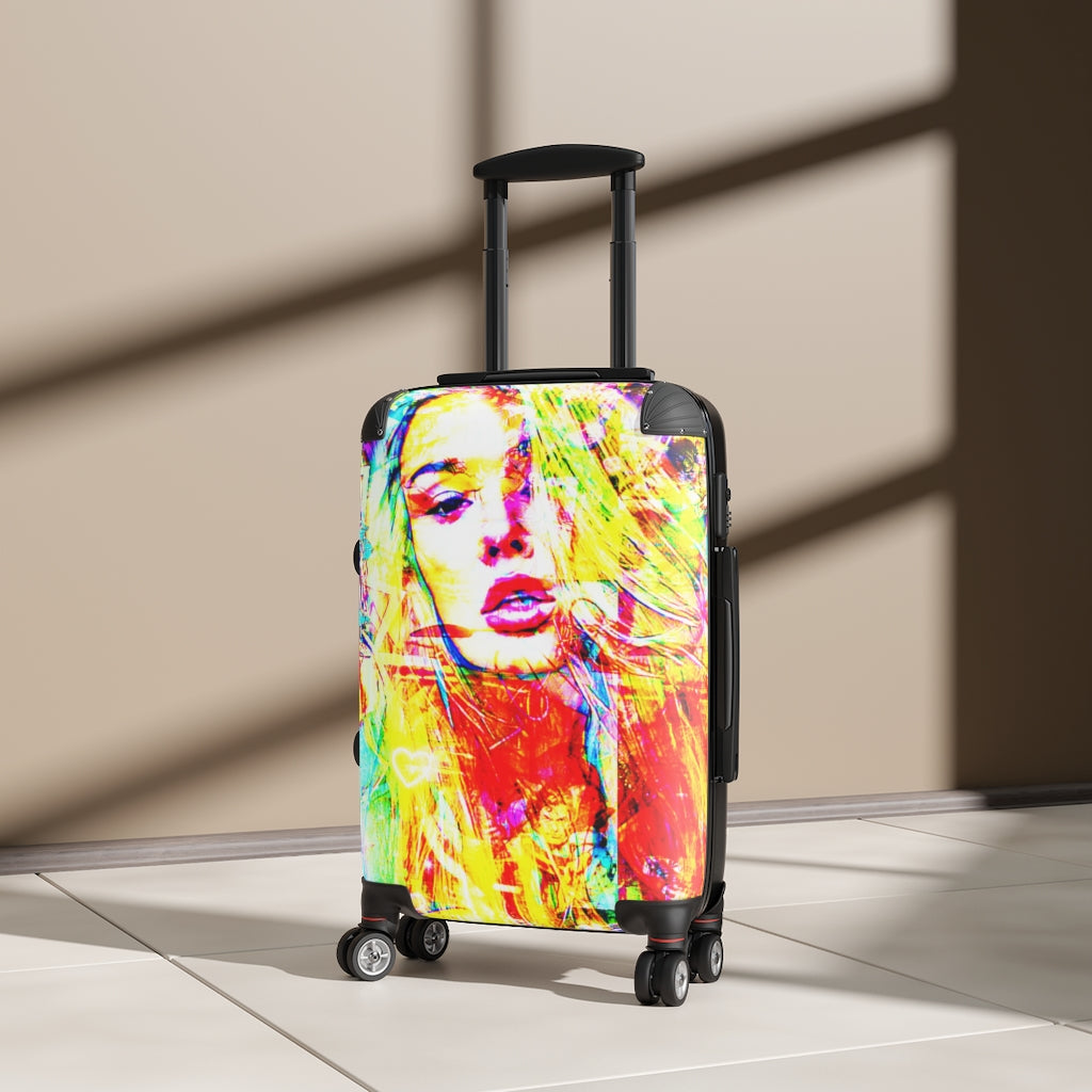Getrott Emma Face Graffiti Art Cabin Suitcase Extended Storage Adjustable Telescopic Handle Double wheeled Polycarbonate Hard-shell Built-in Lock-Bags-Geotrott
