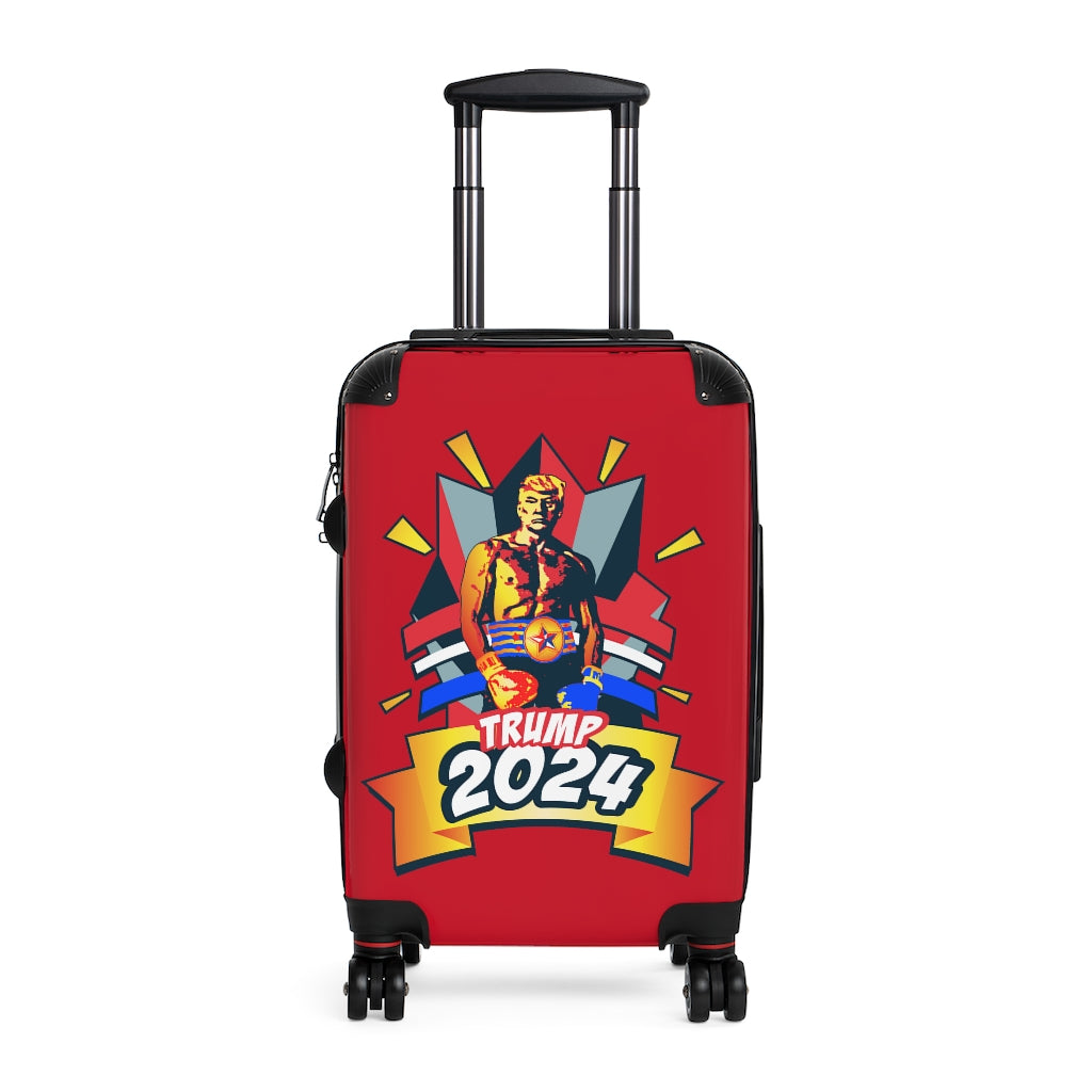 Getrott Trump Rocky Balboa Poster Red Cabin Luggage Inner Pockets Extended Storage Adjustable Telescopic Handle Inner Pockets Double wheeled Polycarbonate Hard-shell Built-in Lock