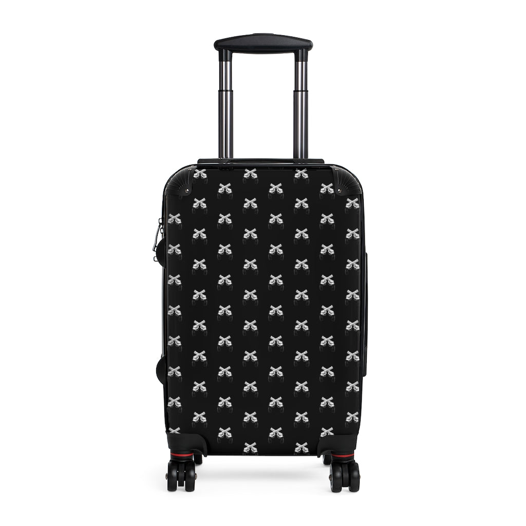 Getrott Magnum Guns Crossed Emblem Pattern Black Cabin Luggage Extended Storage Adjustable Telescopic Handle Double wheeled Polycarbonate Hard-shell Built-in Lock-Bags-Geotrott