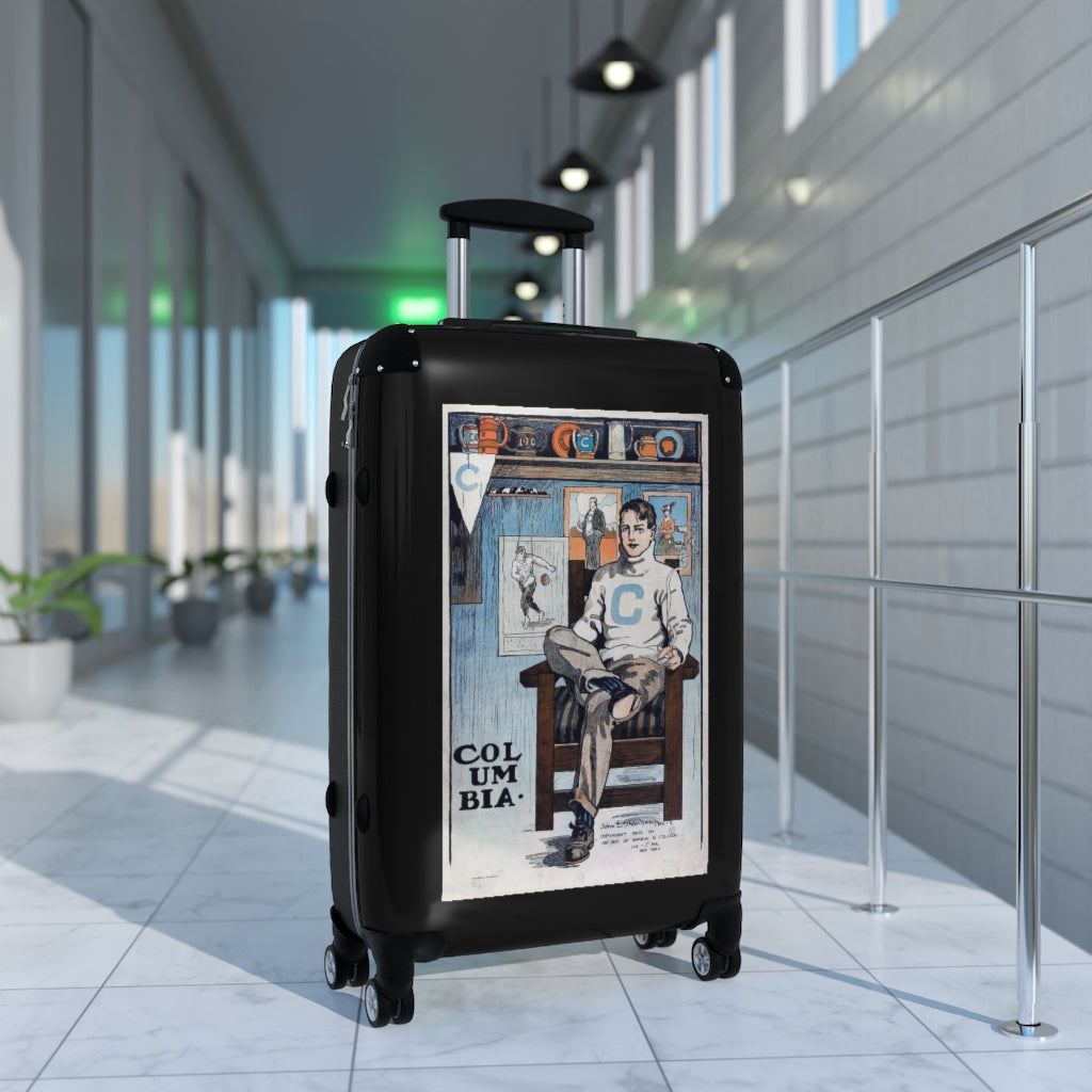 Geotrott Col Um Bia University Club World Classic Poster Black Cabin Suitcase Extended Storage Adjustable Telescopic Handle Double Wheeled Polycarbonate Hard-Shell Built-In Lock