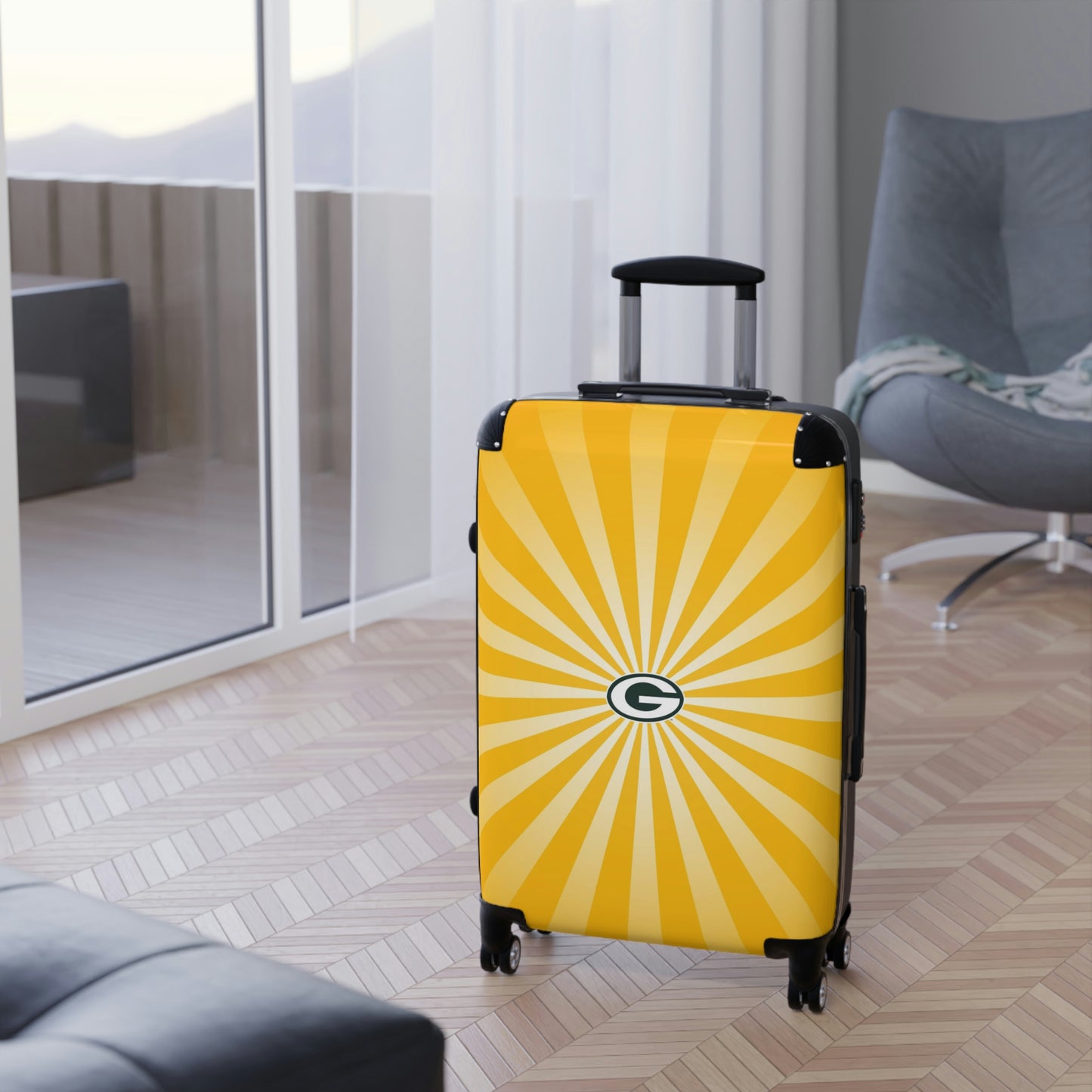 Geotrott Greenbay Packers National Football League Nfl Team Logo Cabin Suitcase Rolling Luggage Checking Bag