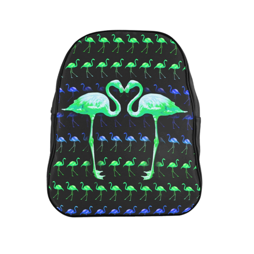 Getrott Green Flamingo Padded Black School Backpack Carry-On Travel Check Luggage 4-Wheel Spinner Suitcase Bag Multiple Colors and Sizes