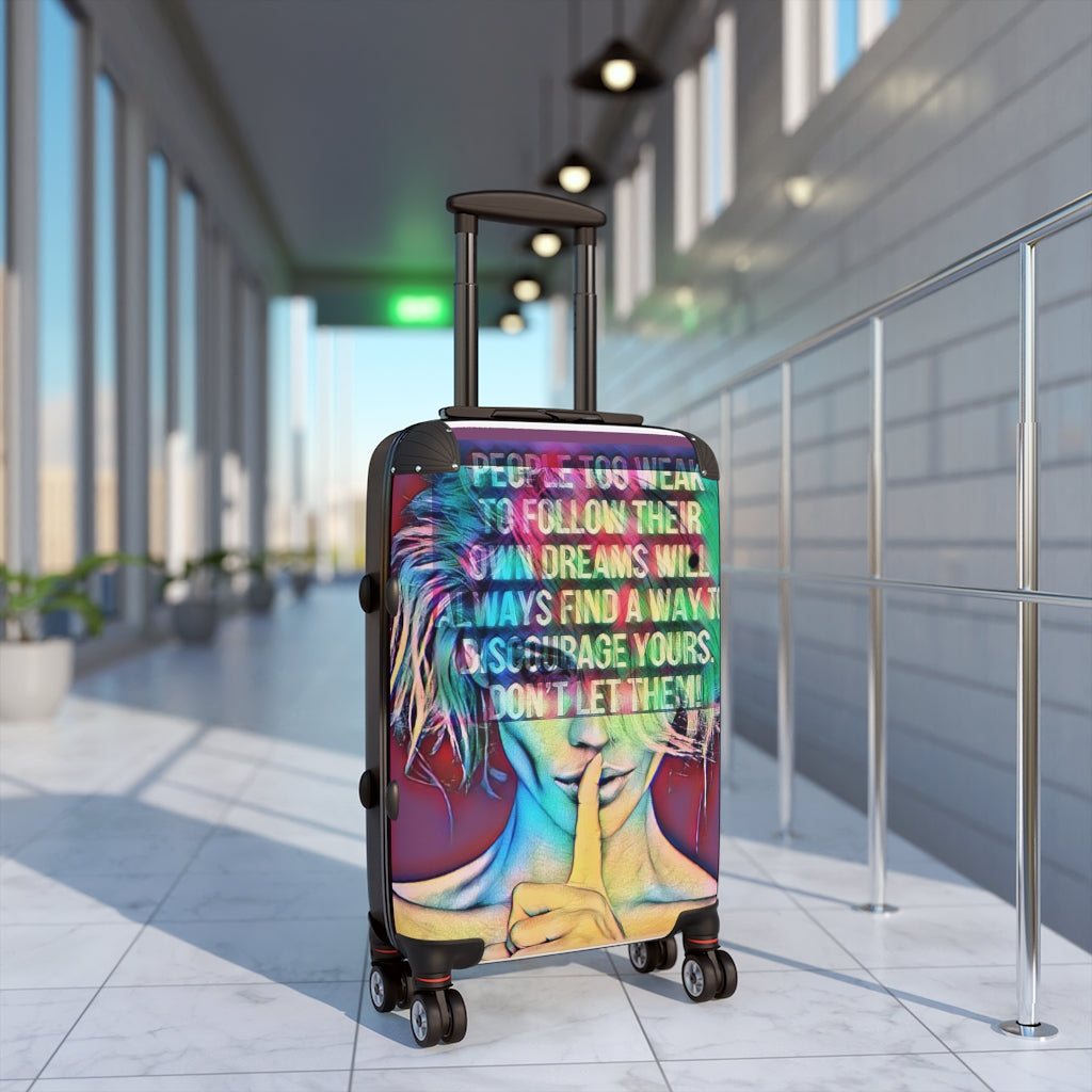 Getrott Fashion Model Graffiti Encouragement Cabin Suitcase Extended Storage Adjustable Telescopic Handle Double wheeled Polycarbonate Hard-shell Built-in Lock-Bags-Geotrott