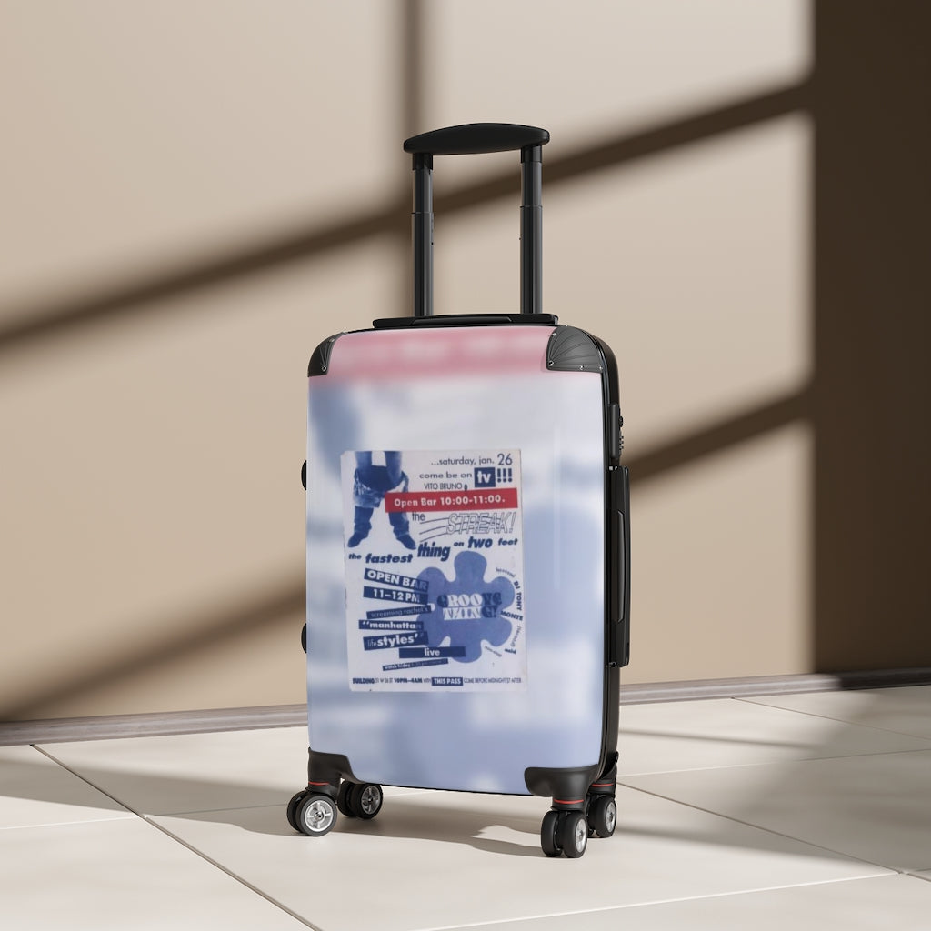 Getrott Vito Bruno The Streak The Fastest Thing on Two Feet NYC Groove Thing Dj Tony Monte Party Flyer Cabin Suitcase Extended Storage Adjustable Telescopic Handle Double wheeled Polycarbonate Hard-shell Built-in Lock-Bags-Geotrott