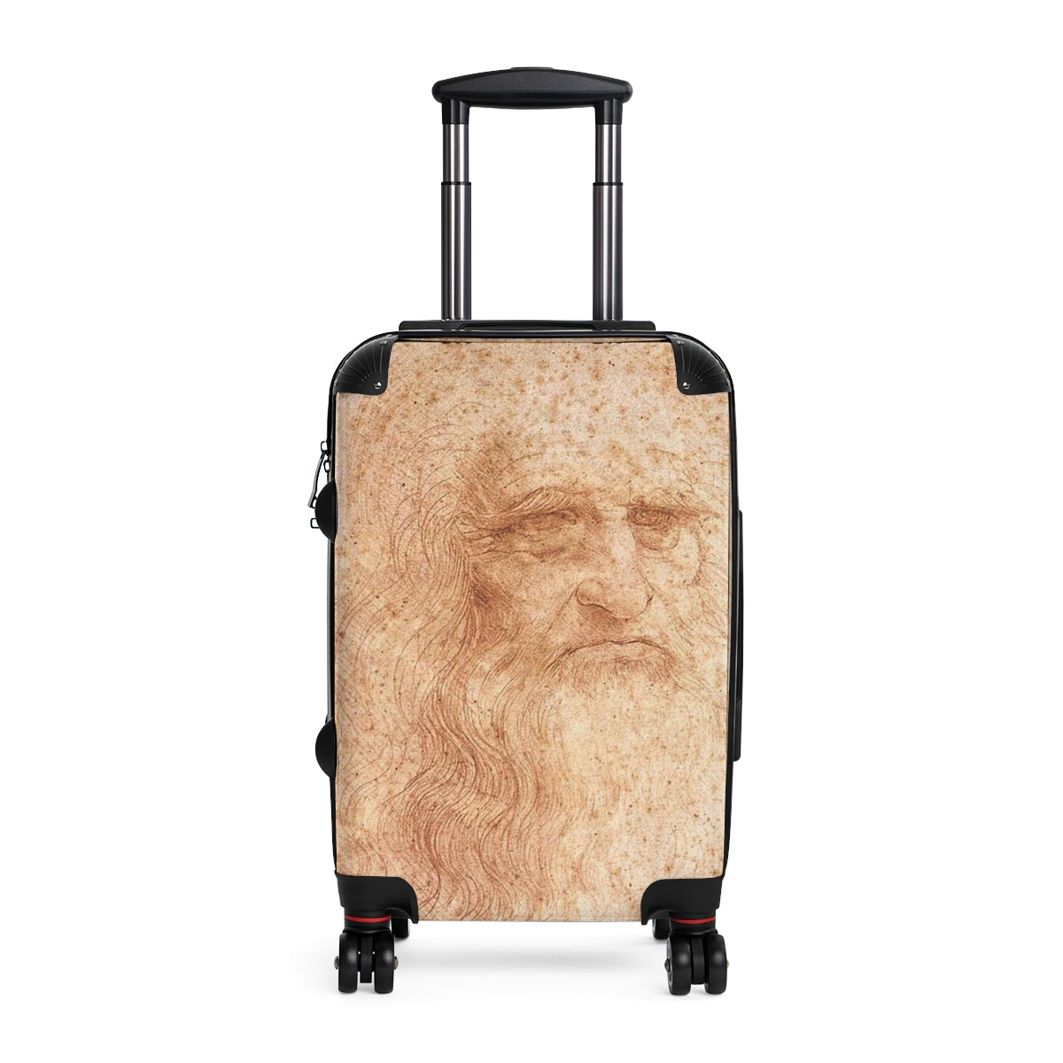Getrott Portrait of a Man in Red Chalk by Leonardo Da Vinci Black Cabin Suitcase Extended Storage Adjustable Telescopic Handle Double wheeled Polycarbonate Hard-shell Built-in Lock-Bags-Geotrott