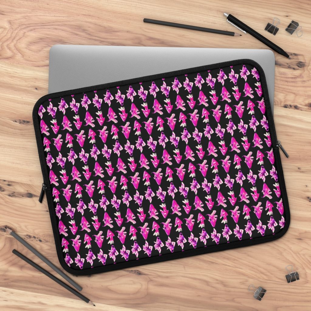 Geotrott Pink Goldfish Pattern Black Laptop Sleeve
