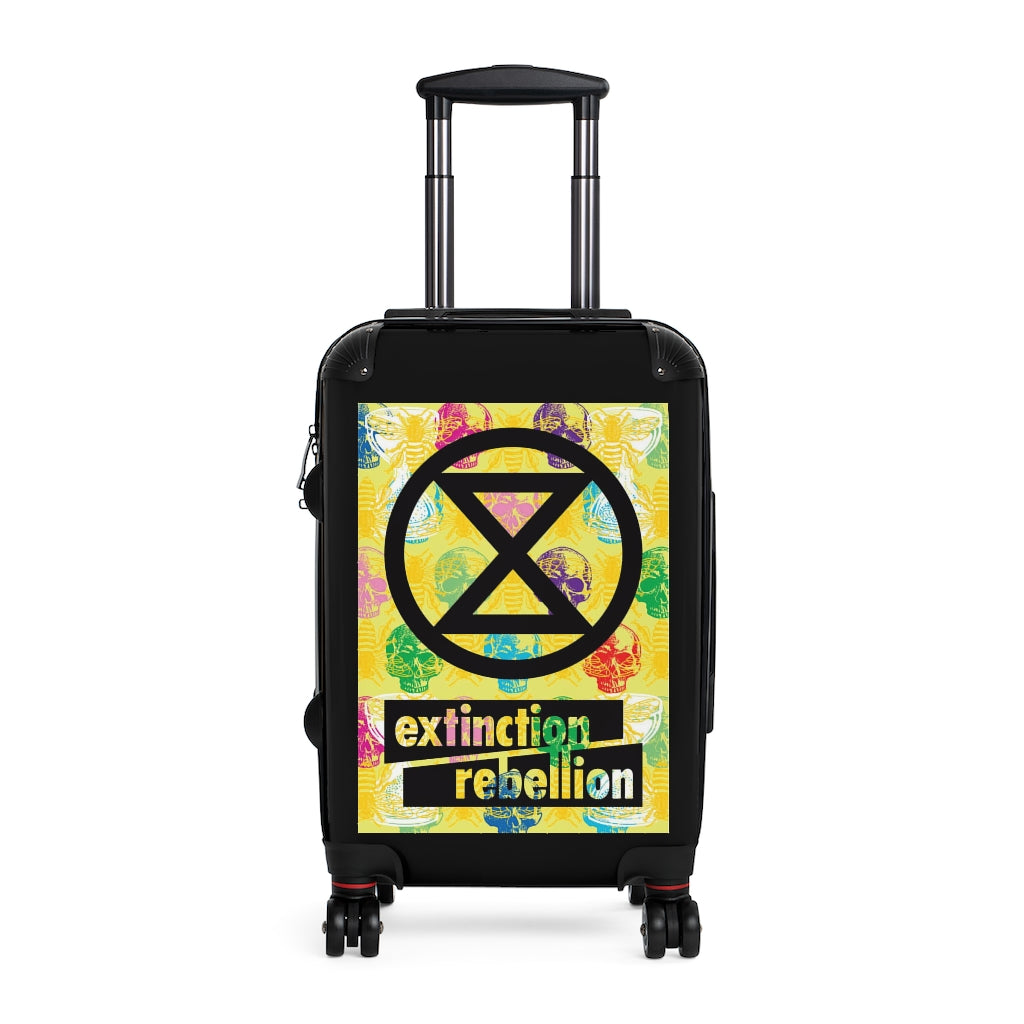 Getrott Extintion Rebellion Poster Black Cabin Suitcase Extended Storage Adjustable Telescopic Handle Double wheeled Polycarbonate Hard-shell Built-in Lock-Bags-Geotrott